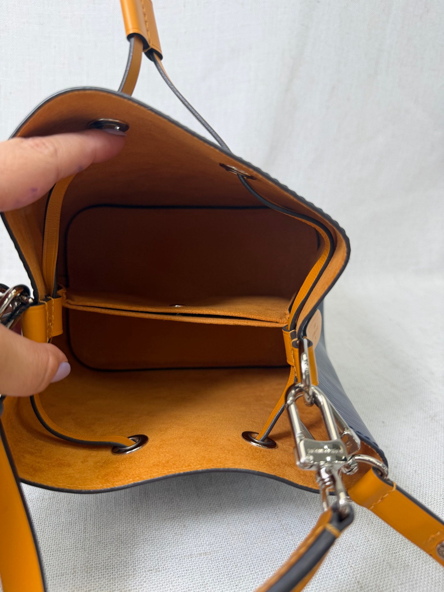 LIKE NEW - Louis Vuitton Navy Epi Leather Neon BB Handbag