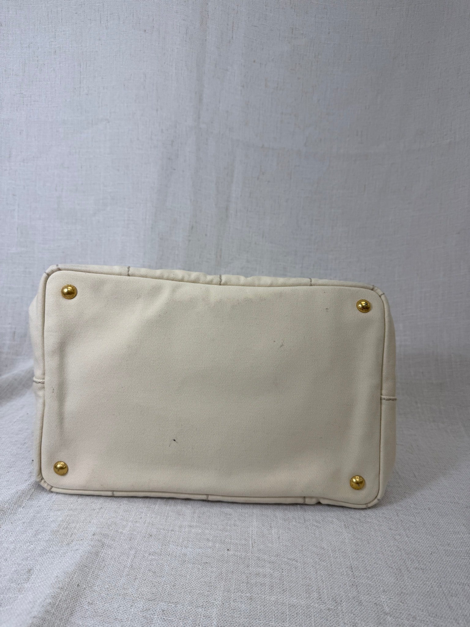 Prada Cream Canvas Medium Canapa Tote
