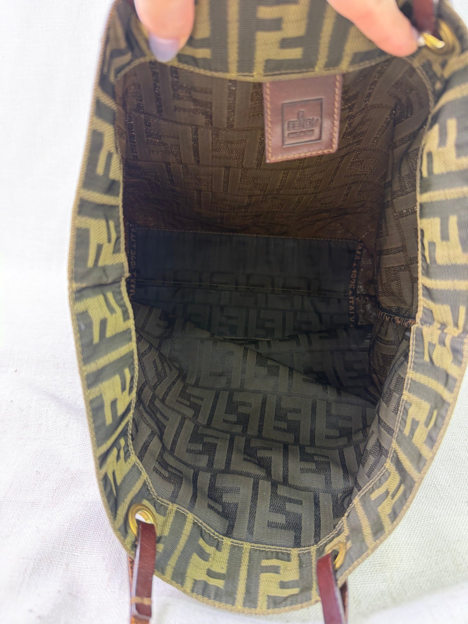 Fendi Brown Canvas Zucca Print Tote Bag