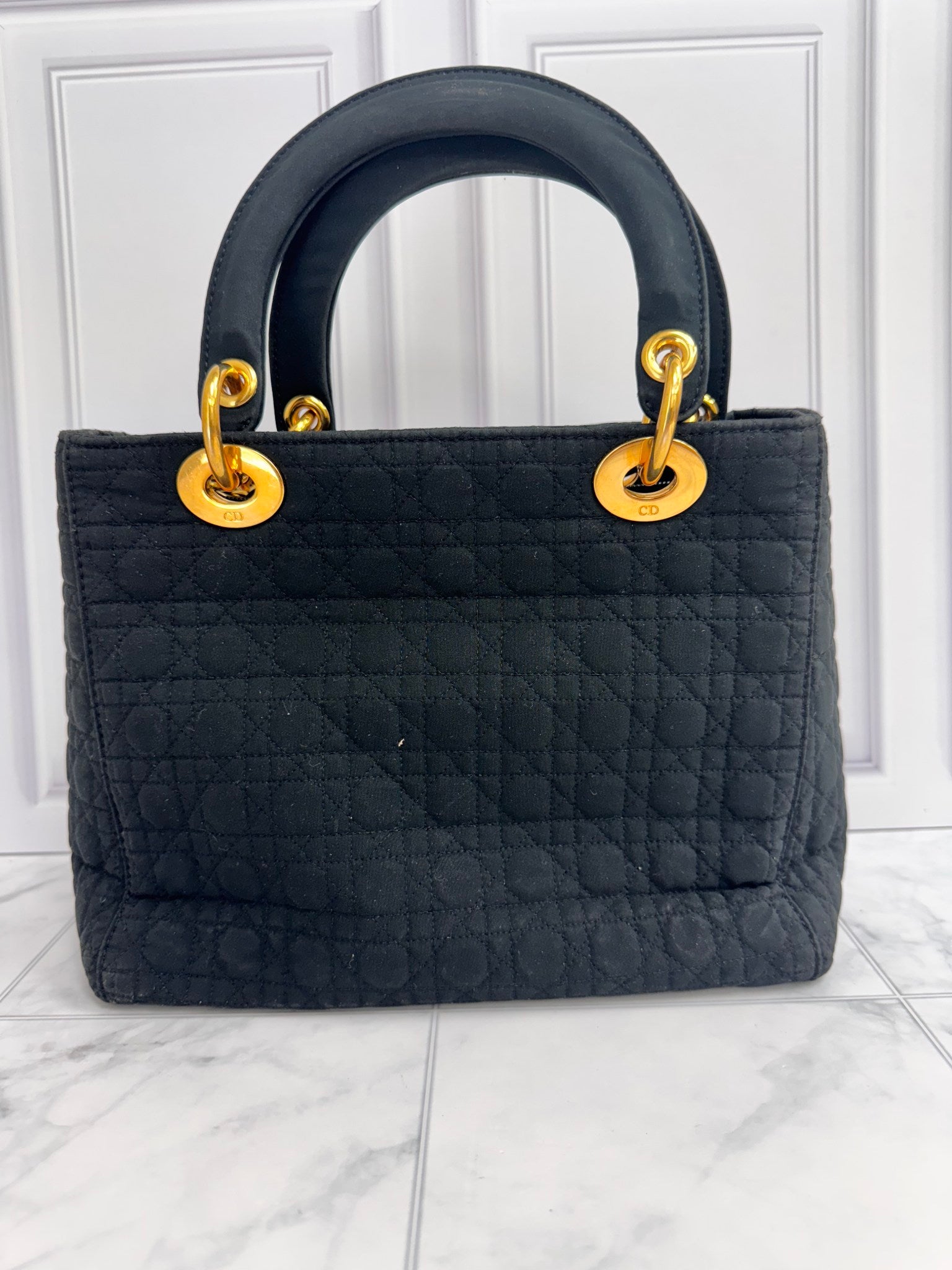Christian Dior Black Quilted Cannage Canvas