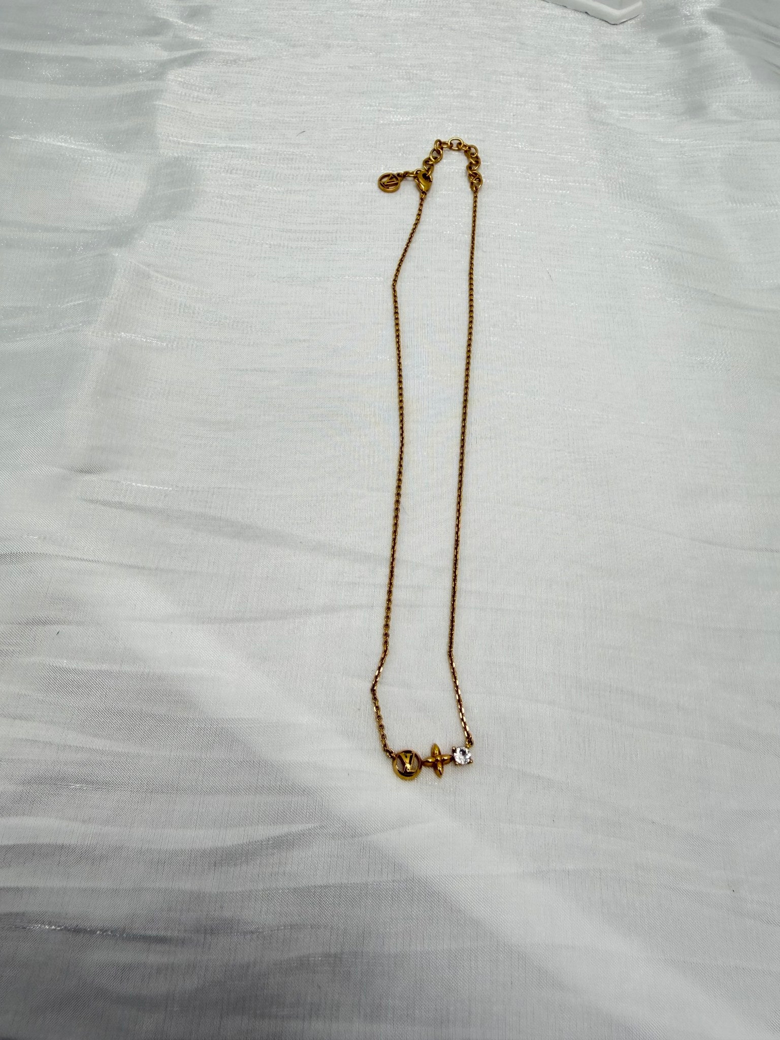 Louis Vuitton Blossom Logo Monogram Gold Tone Necklace