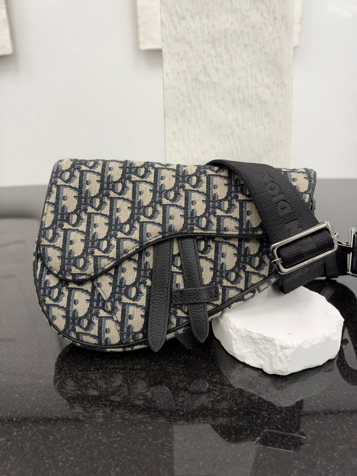 Christian Dior Navy Trotter Canvas Dior Saddle Messenger Pouch