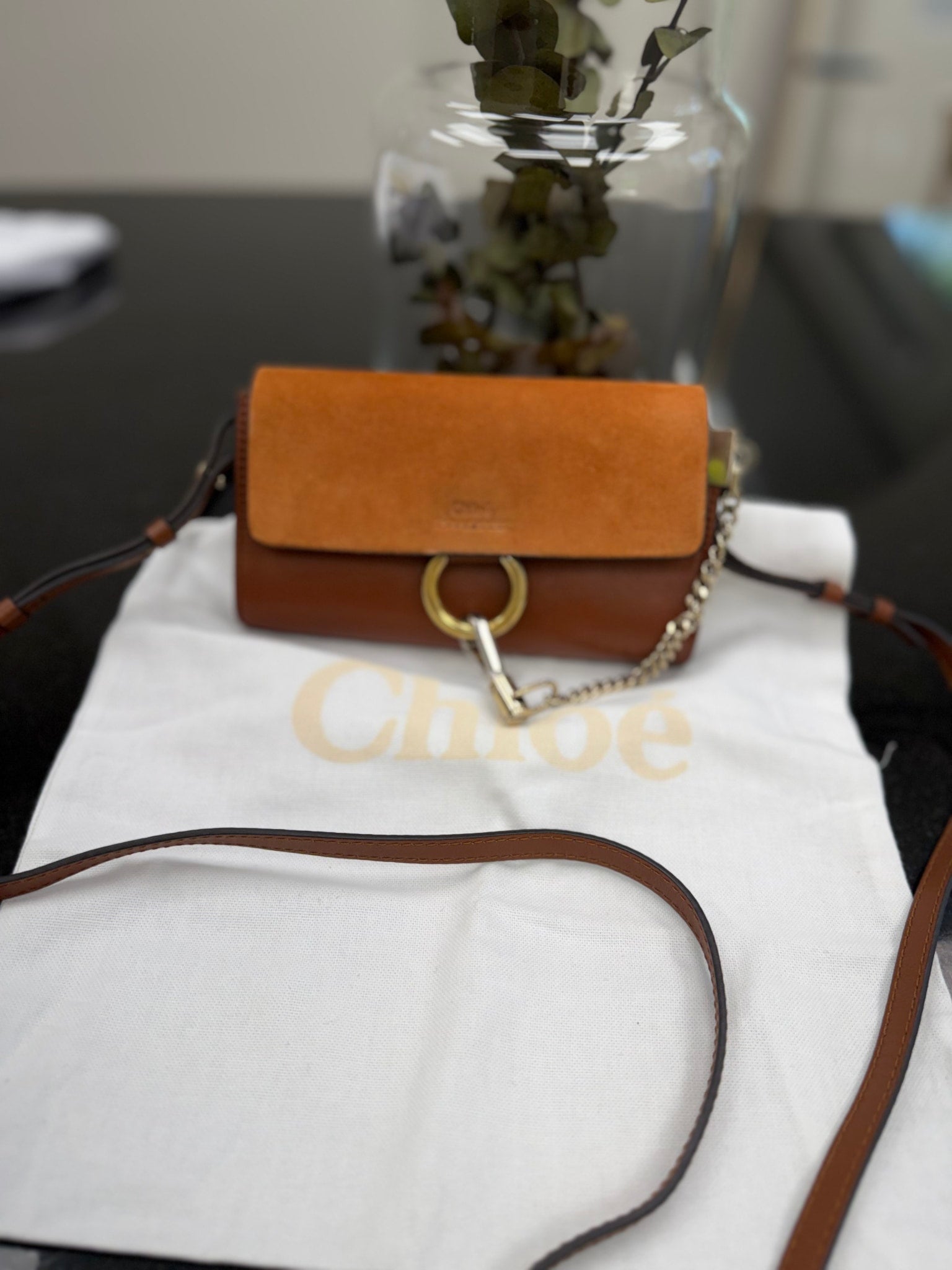Chloe Brown Leather & Suede Mini Faye Crossbody Bag