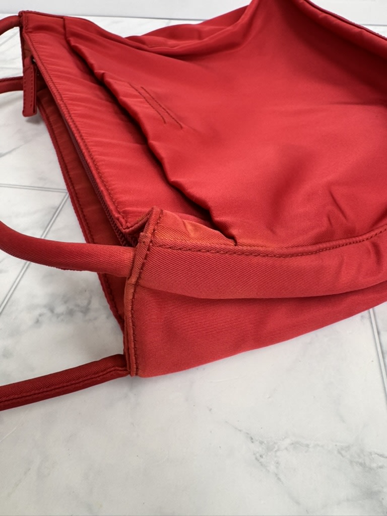 Prada Red Nylon Small Tote Bag