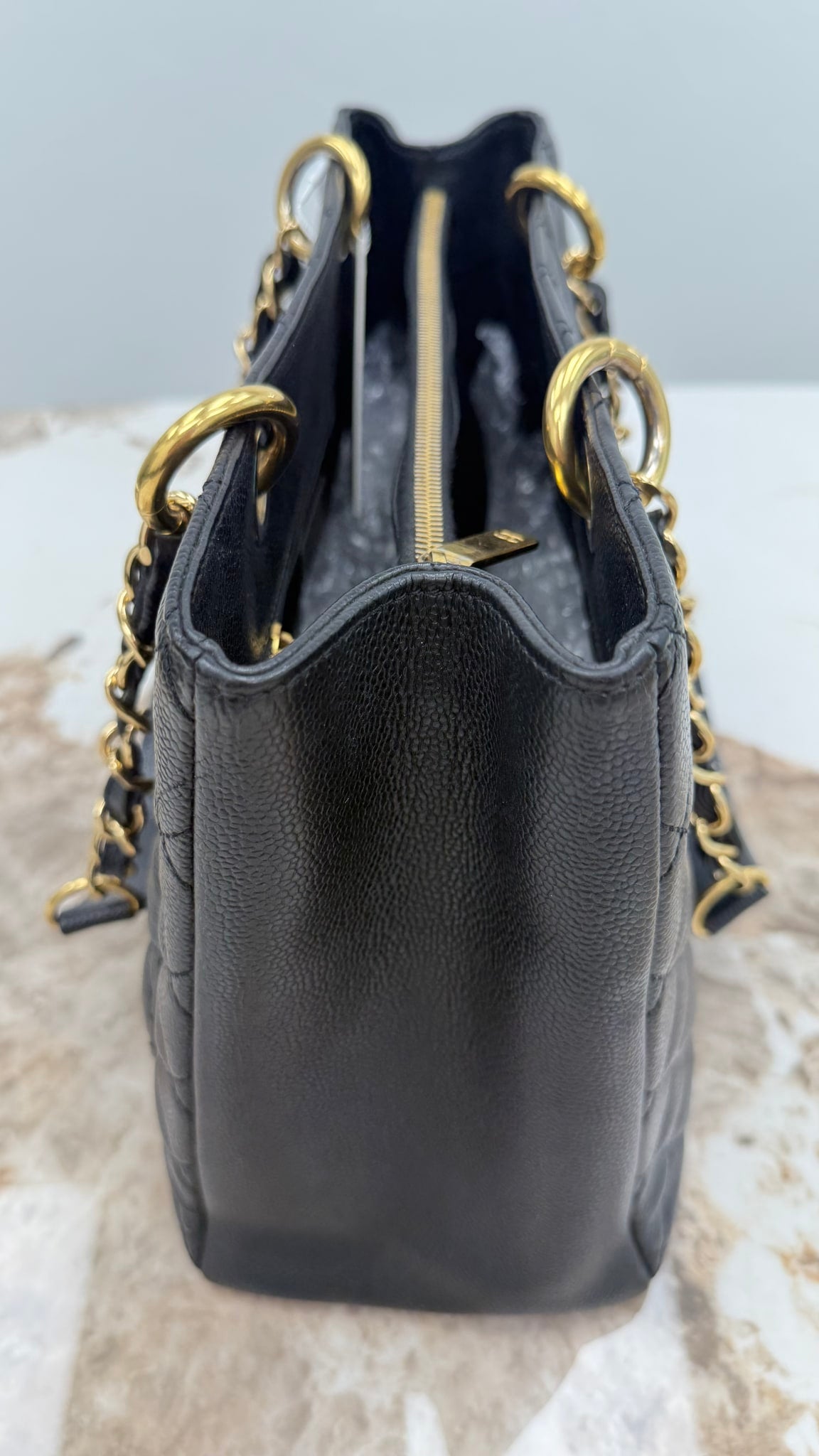 Chanel Black Quilted Caviar Leather Grand Shopping Tote (GST)