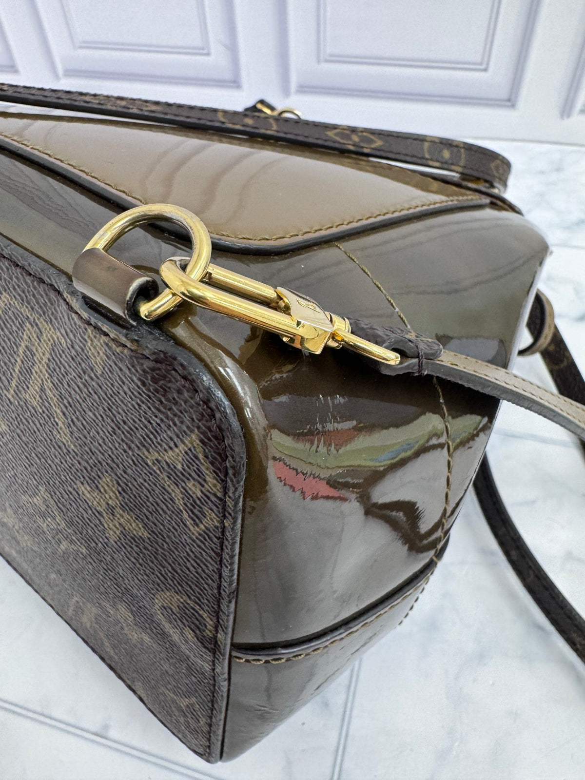 Louis Vuitton Olive Green Monogram Vernis Hot Springs Backpack