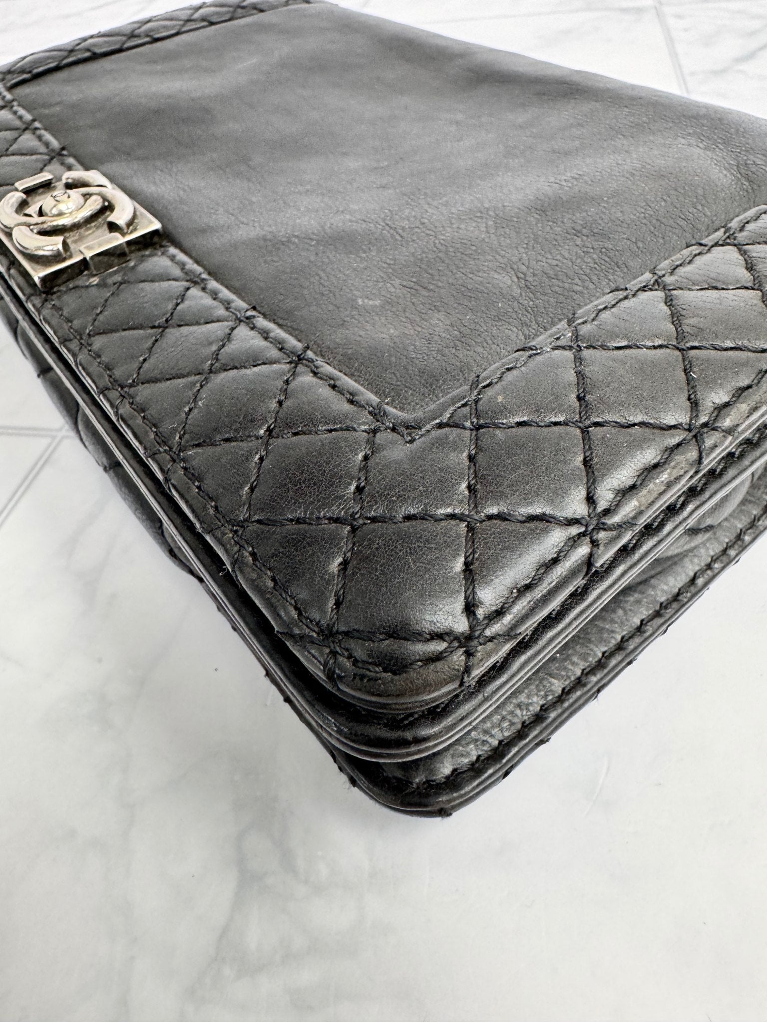Chanel Black Reverso Boy Wallet On A Chain
