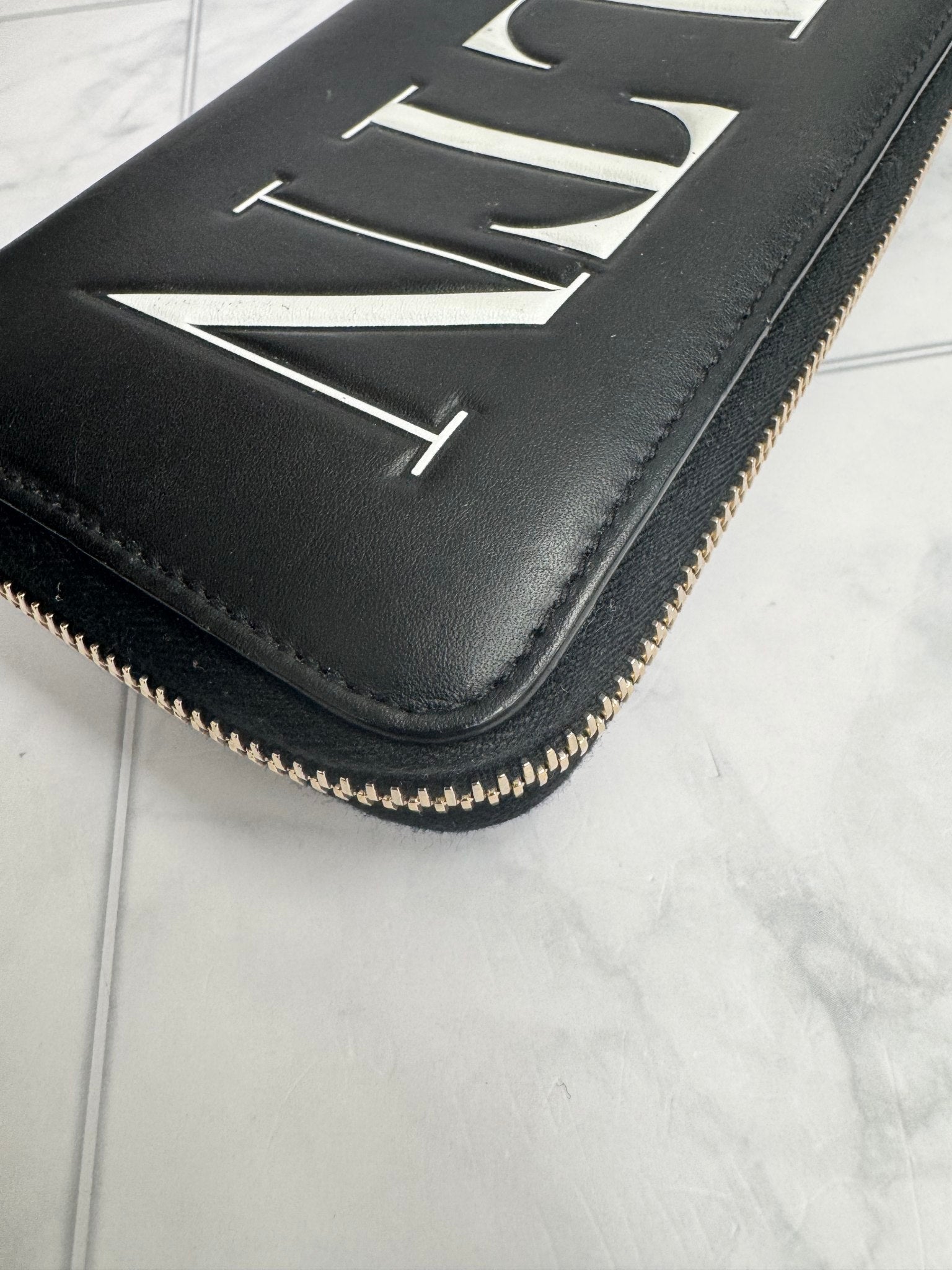 Valentino Black Leather Long Zippy Wallet