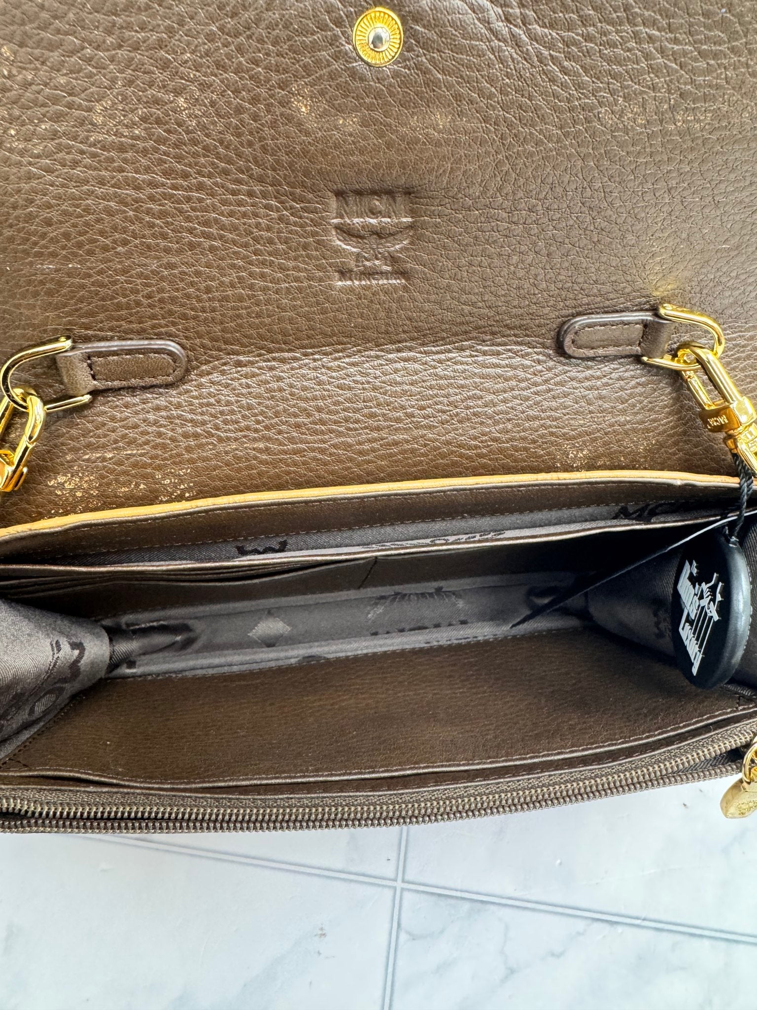 MCM Tricolor Visetos Leather Chain Crossbody Bag