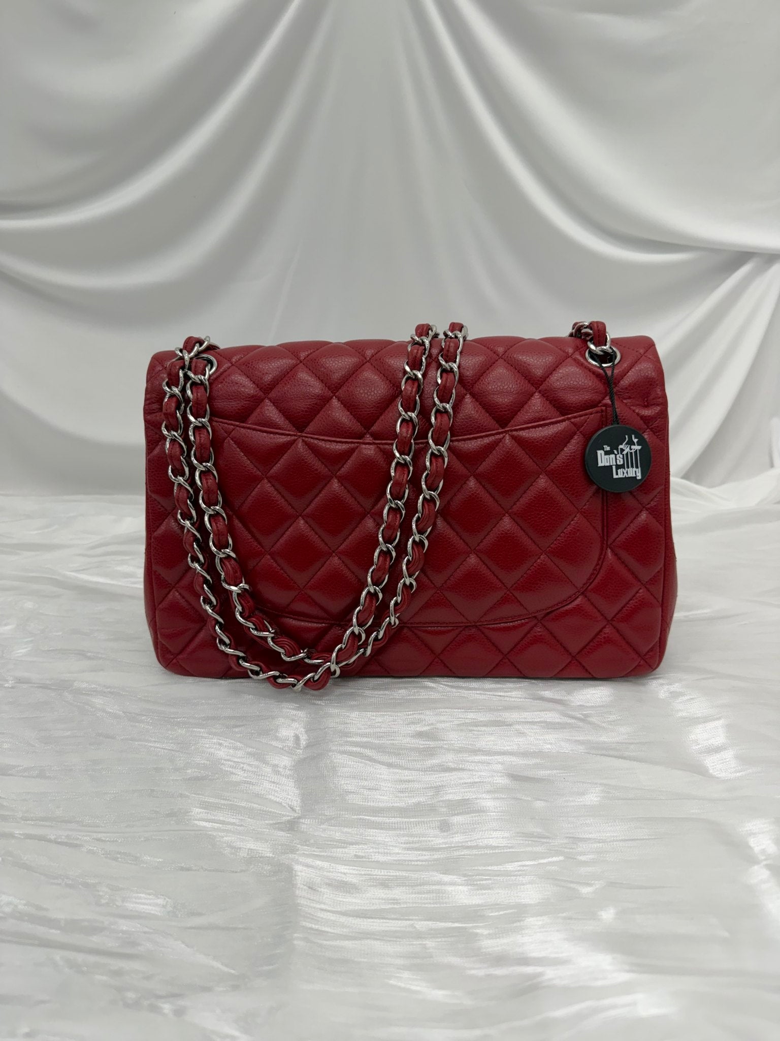 Chanel Red Caviar Jumbo Double Flap Bag