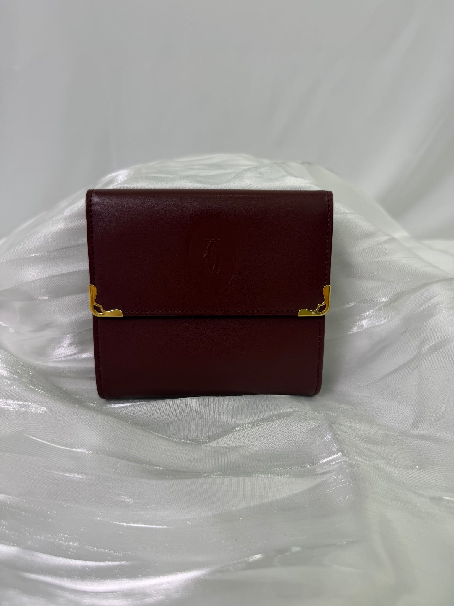 Cartier Bordeaux Leather Compact Snap Wallet
