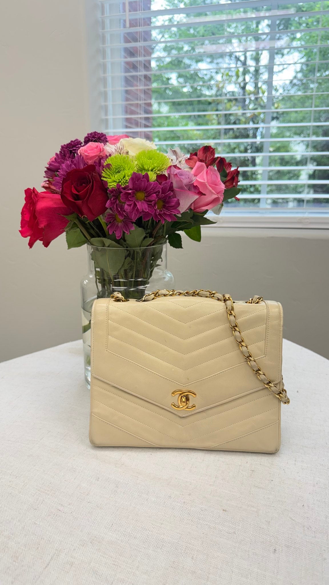 Chanel Beige Lambskin Leather Coco Envelope Flap Bag