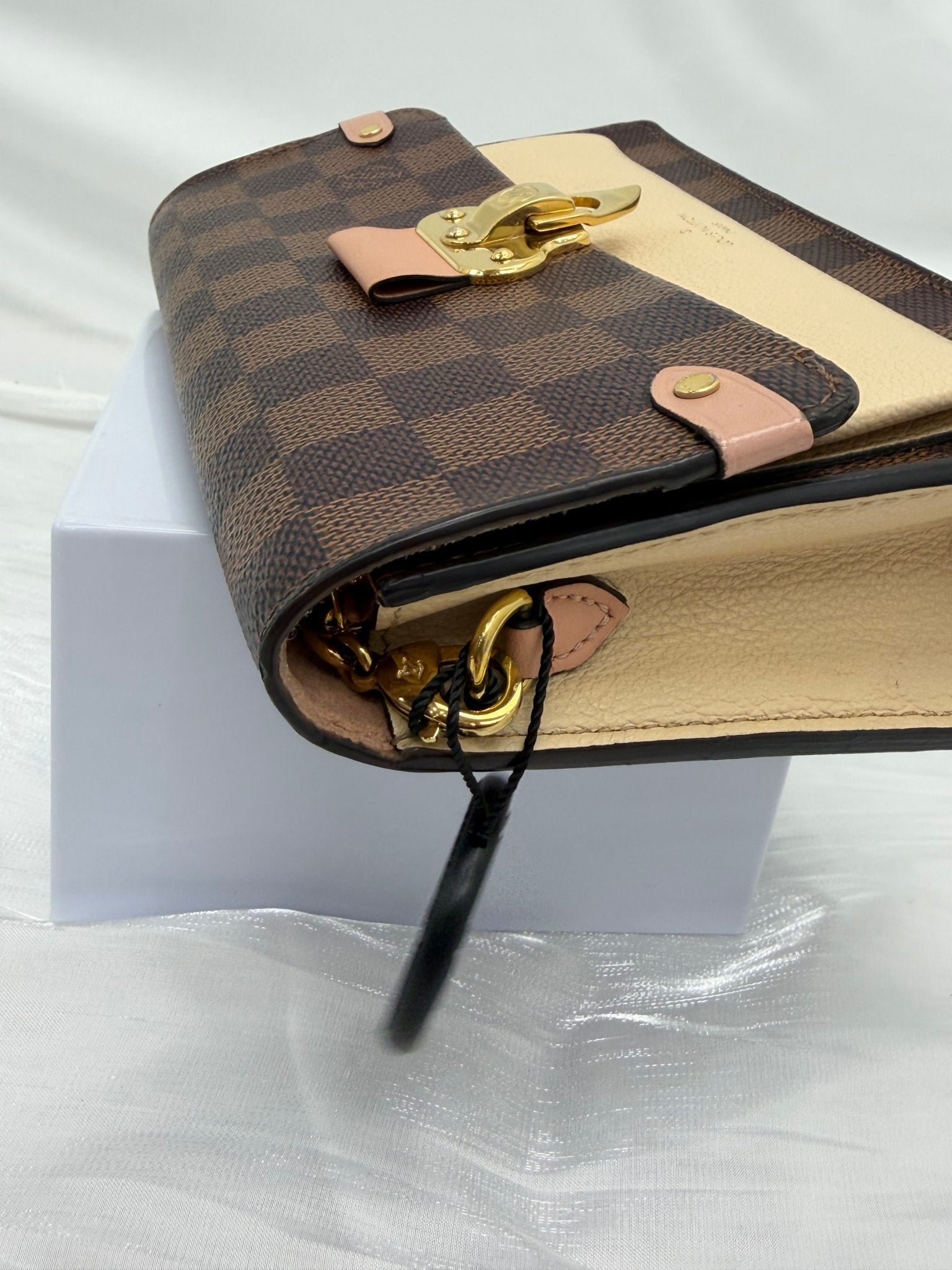 Louis Vuitton Damier Ebene & Beige Vavin Chain Wallet