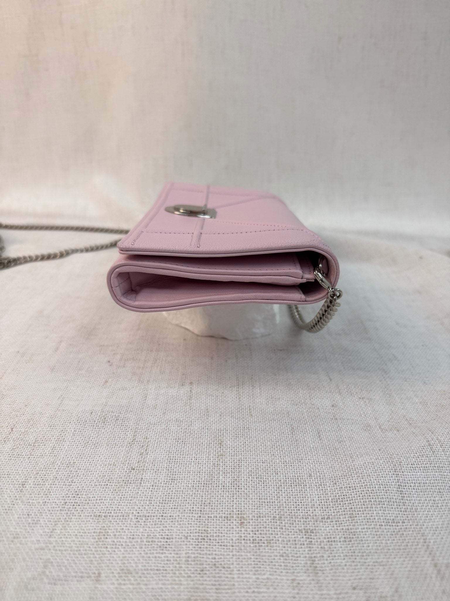 Christian Dior Pink Leather Diorama Wallet On Chain