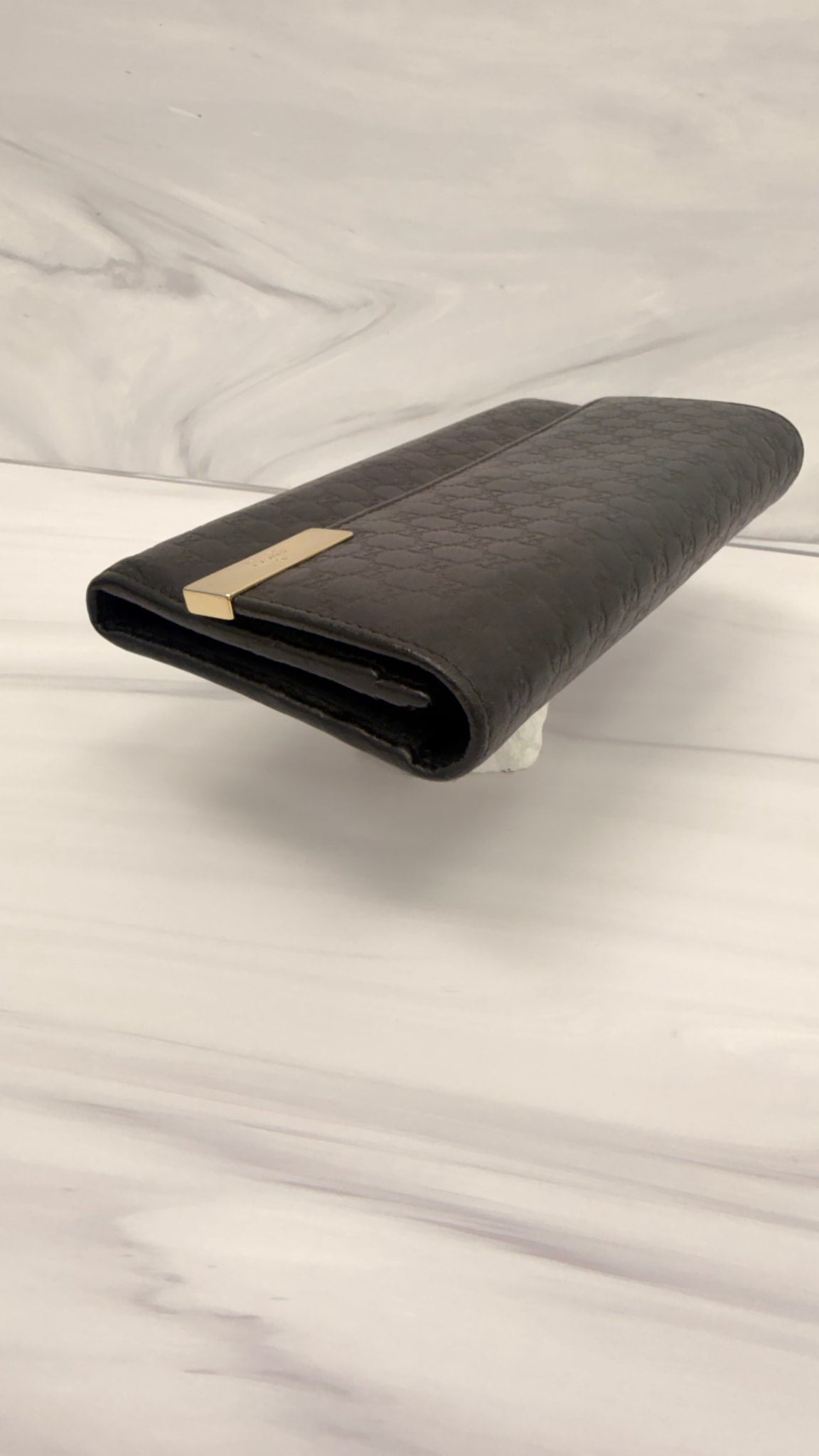 Gucci Black Guccissima Leather Long Wallet