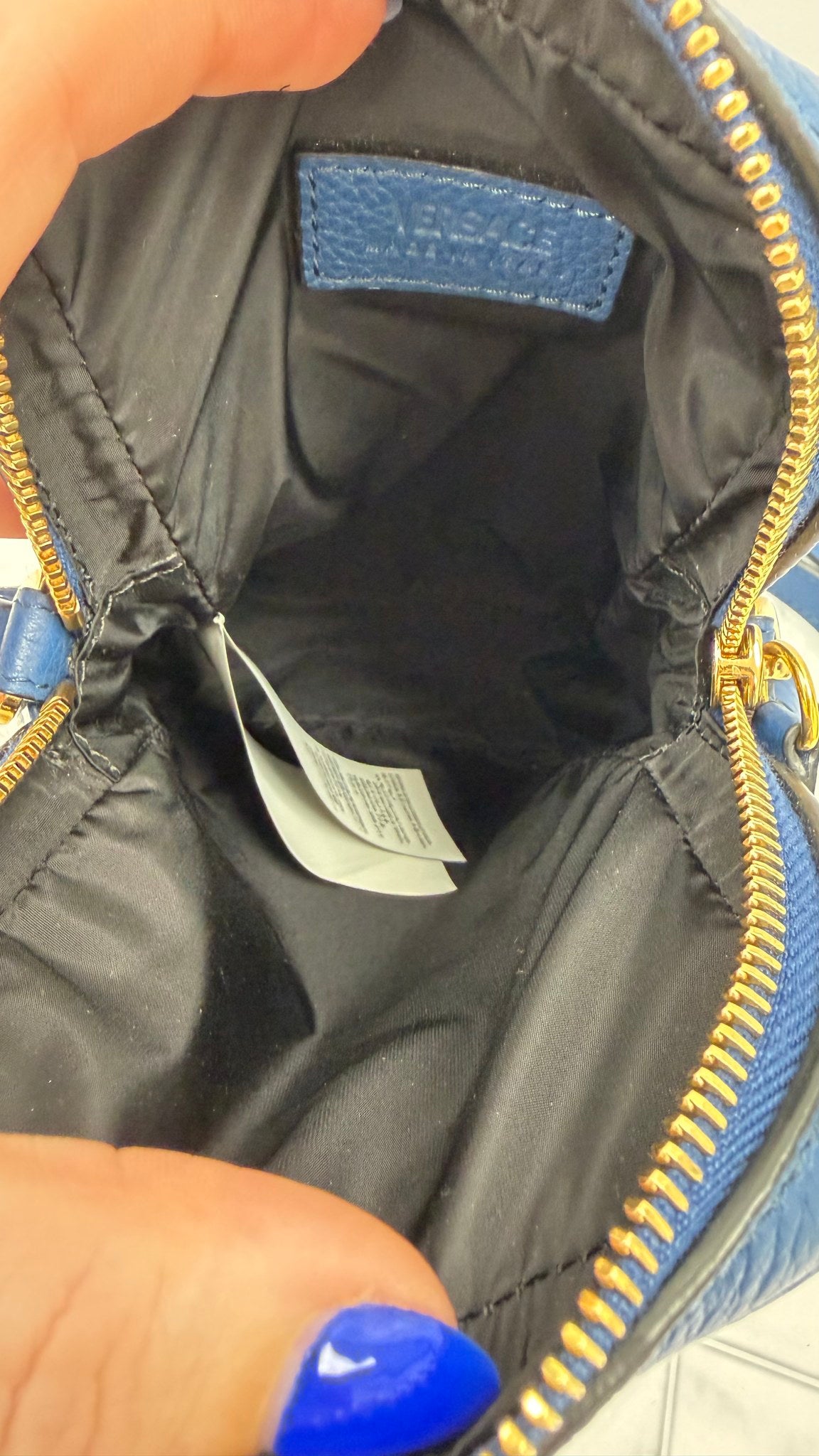 Versace Blue Leather Medusa Crossbody Bag