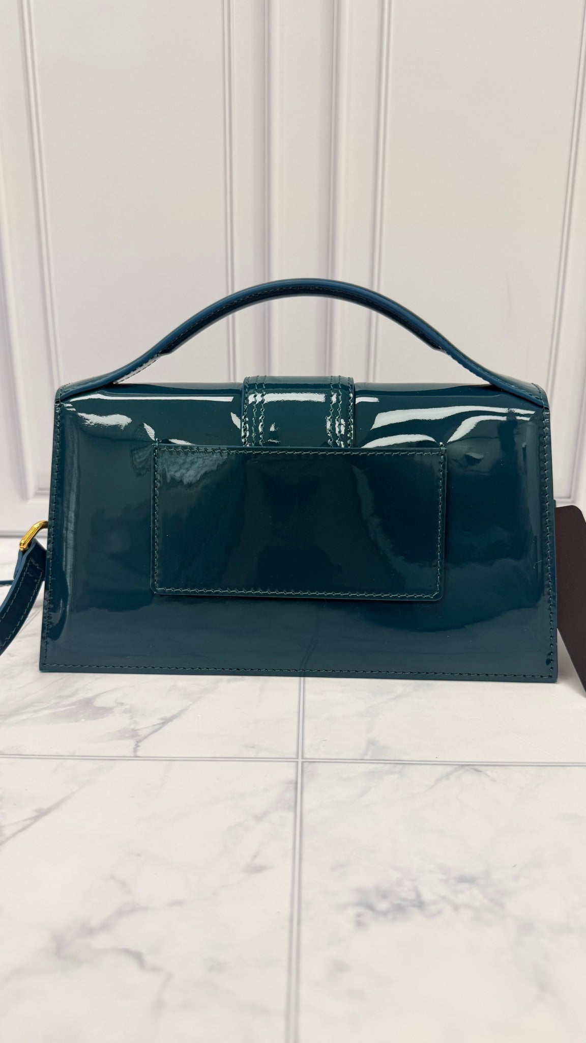 BRAND NEW - Jacquemus Turquoise Patent Leather Le Grand Bambino Handbag 2Way Handbag
