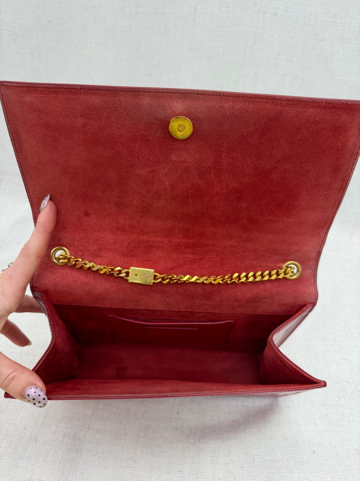 Saint Laurent YSL Red Patent Leather Kate Bag