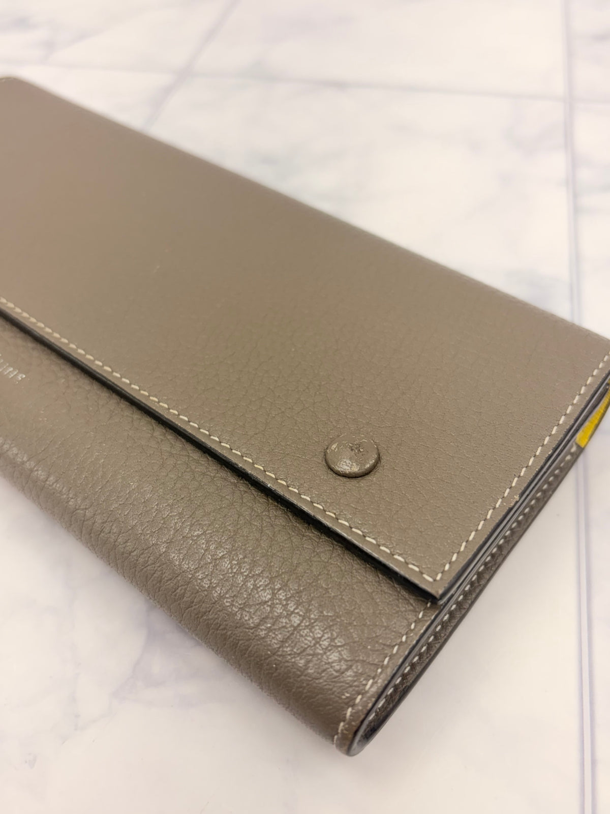 Celine Taupe Leather Large Flap Long Wallet