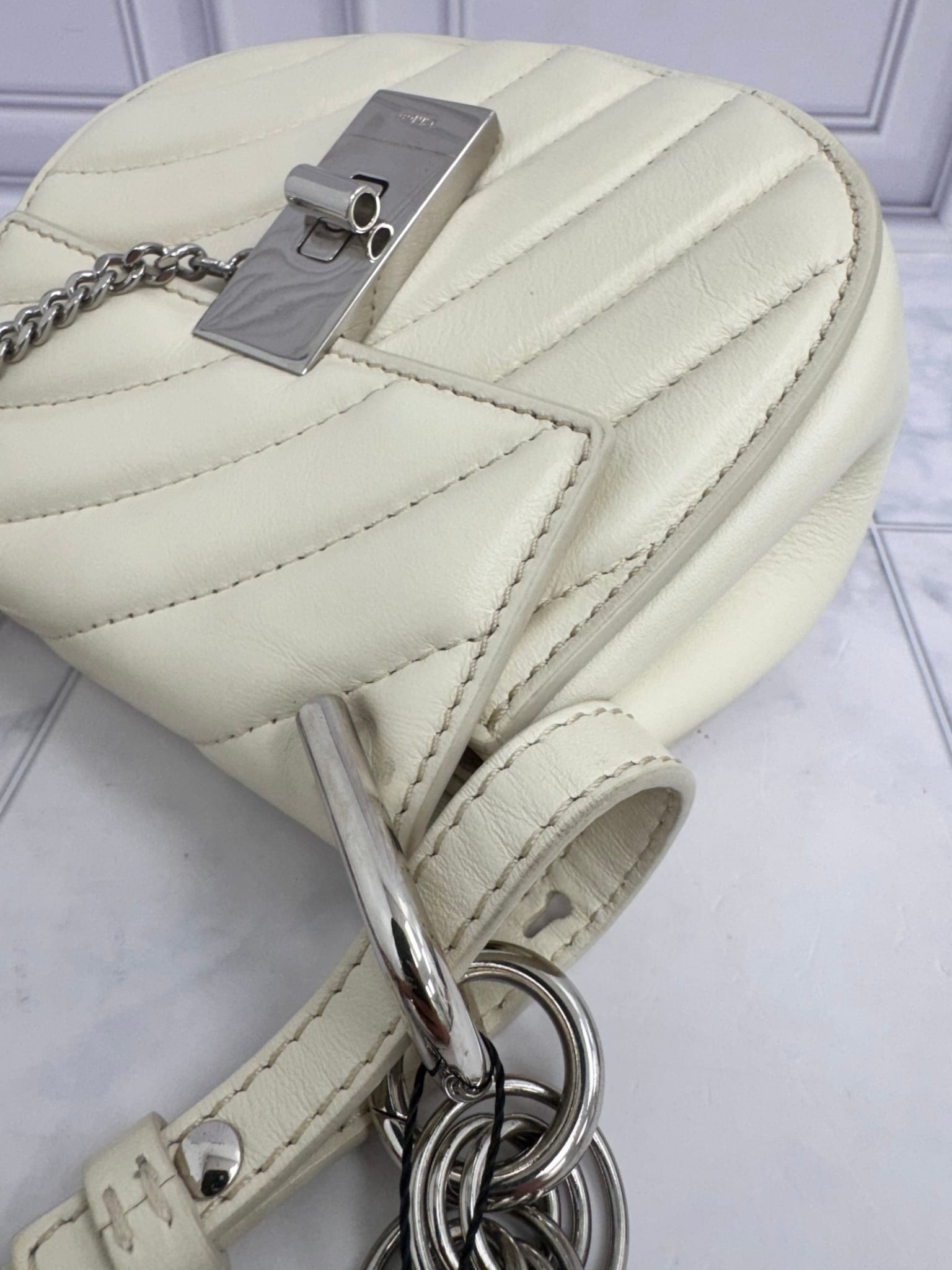 Chloe White Quilted Leather Mini Drew Bijou Crossbody Bag