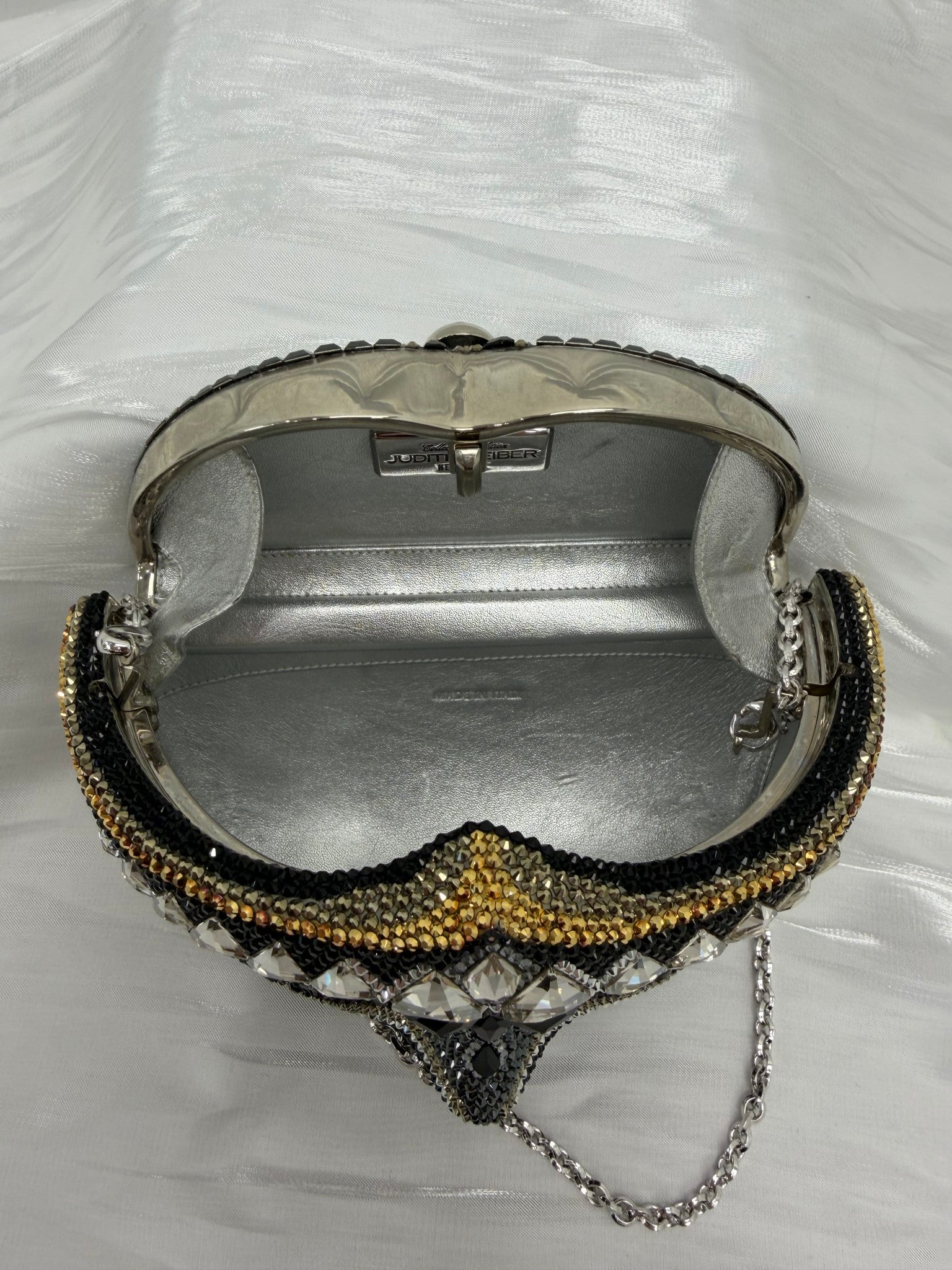 Judith Leiber Collector’s Edition Swarovski Crystal Mask Minaudiere Clutch with Chain