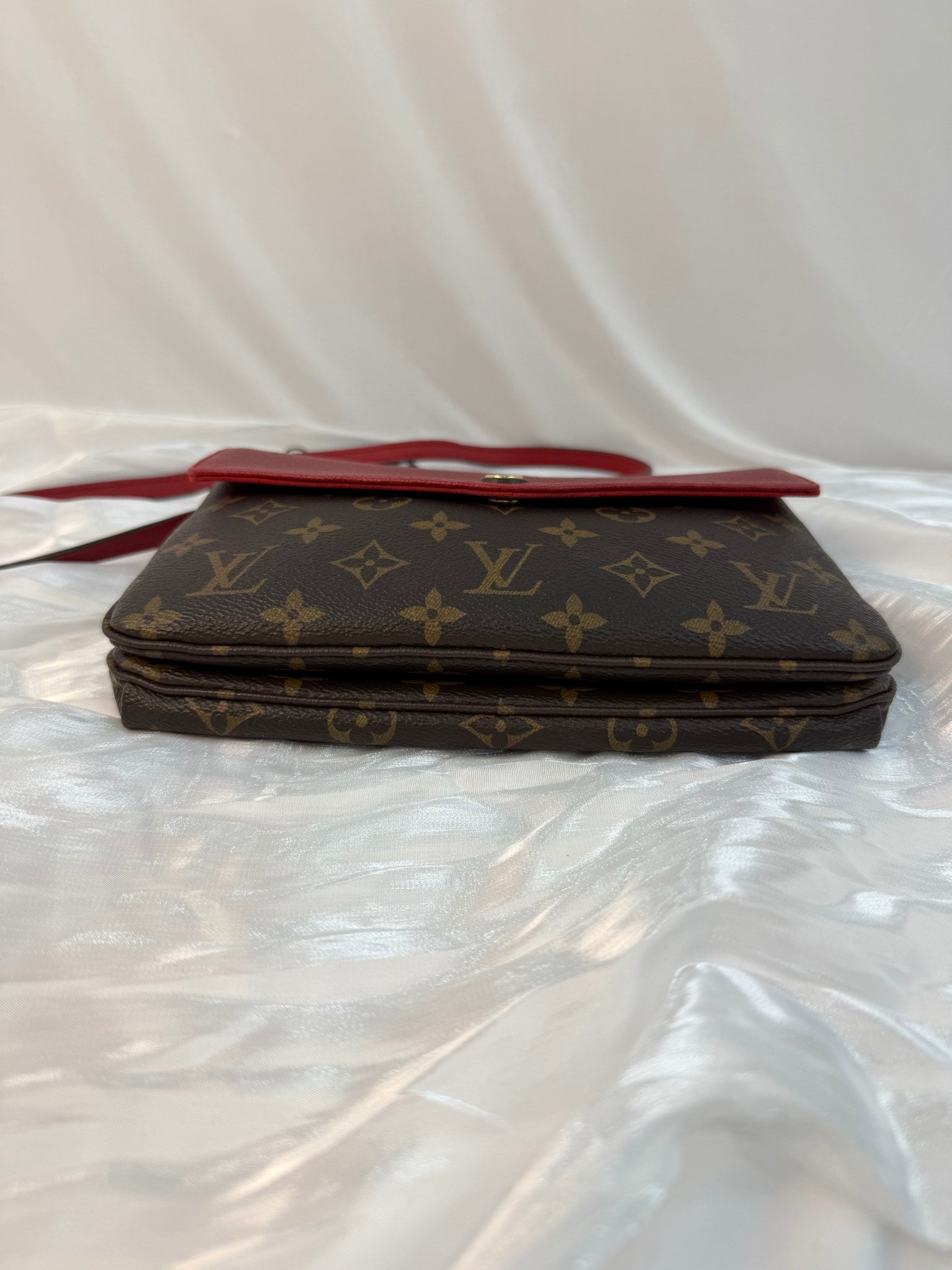 Louis Vuitton Monogram And Red Leather Twice Pochette Bag