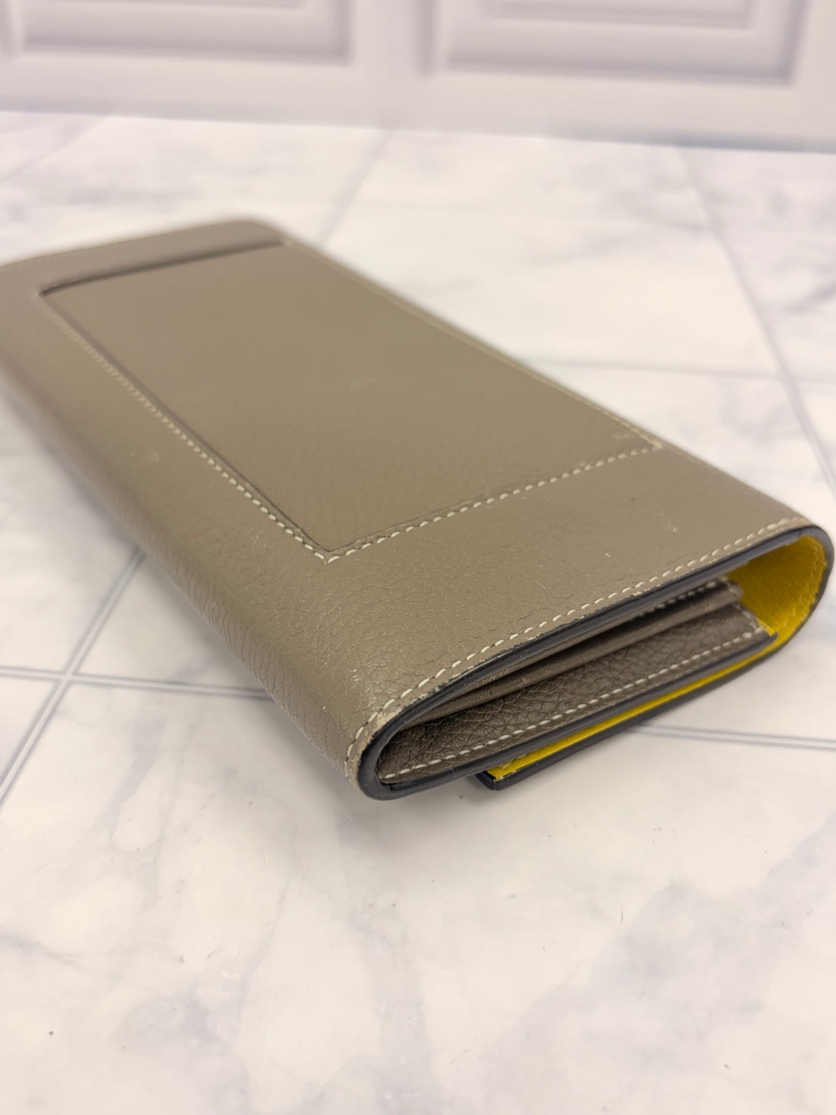 Celine Taupe Leather Large Flap Long Wallet