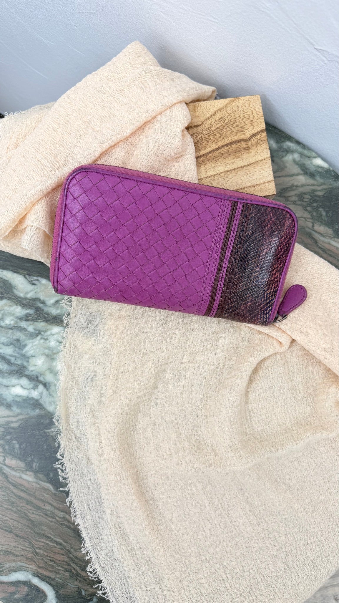 Bottega Veneta Purple Intrecciato Leather Zippy Wallet