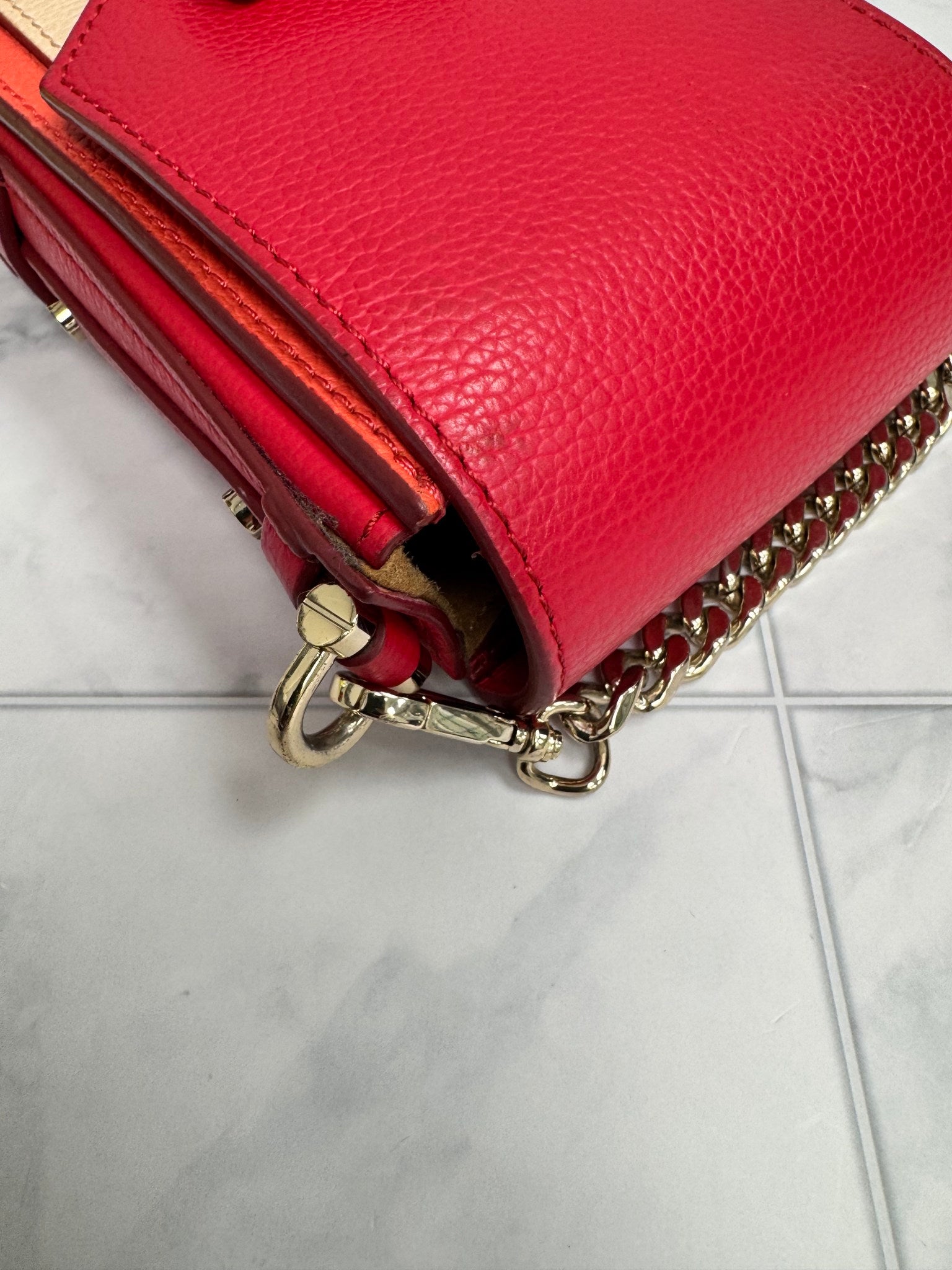MCM Red Tricolor Pebbled Leather Patricia Mini Crossbody Bag