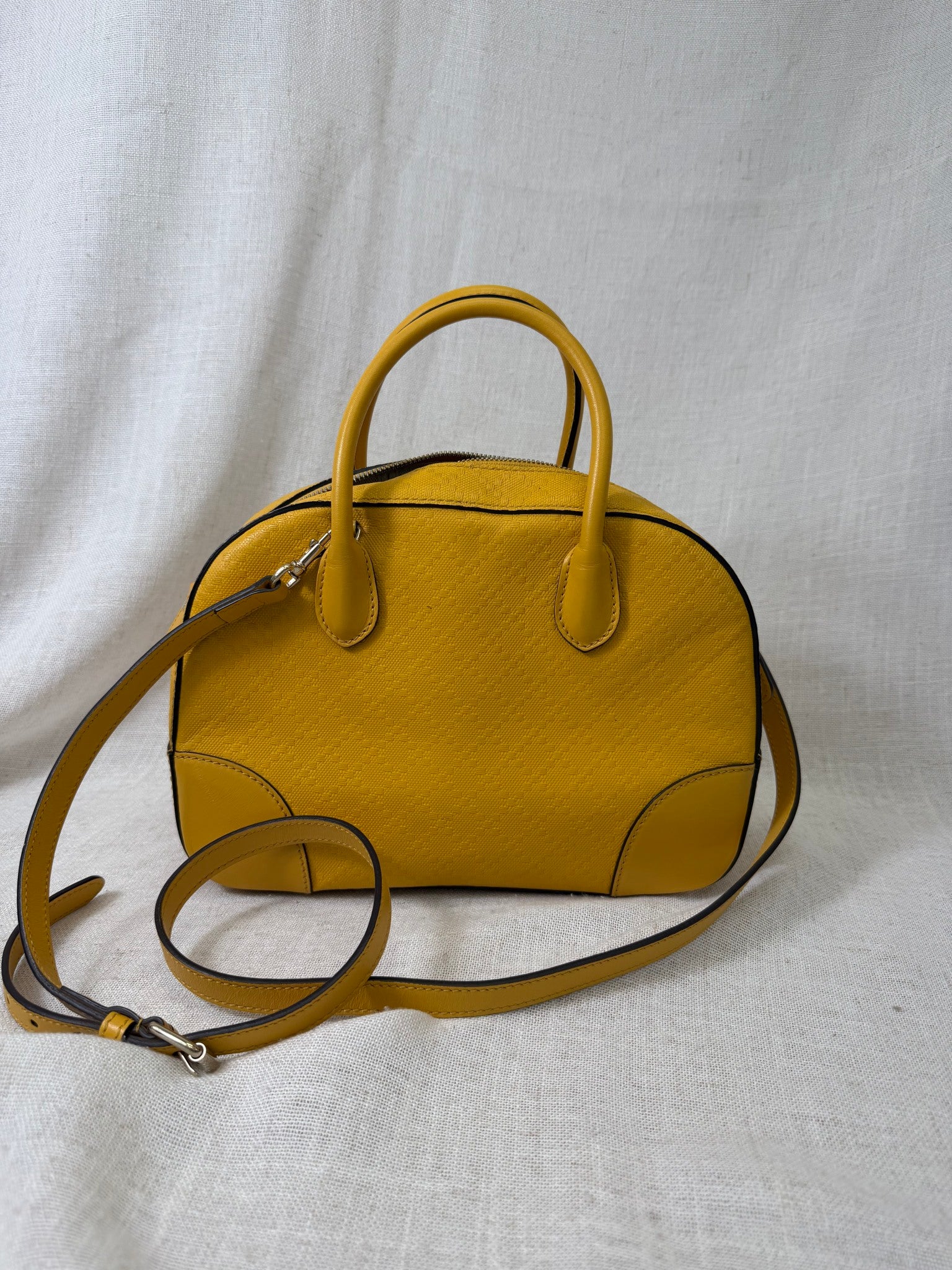 Gucci Yellow Diamante Leather Convertible Boston Bag