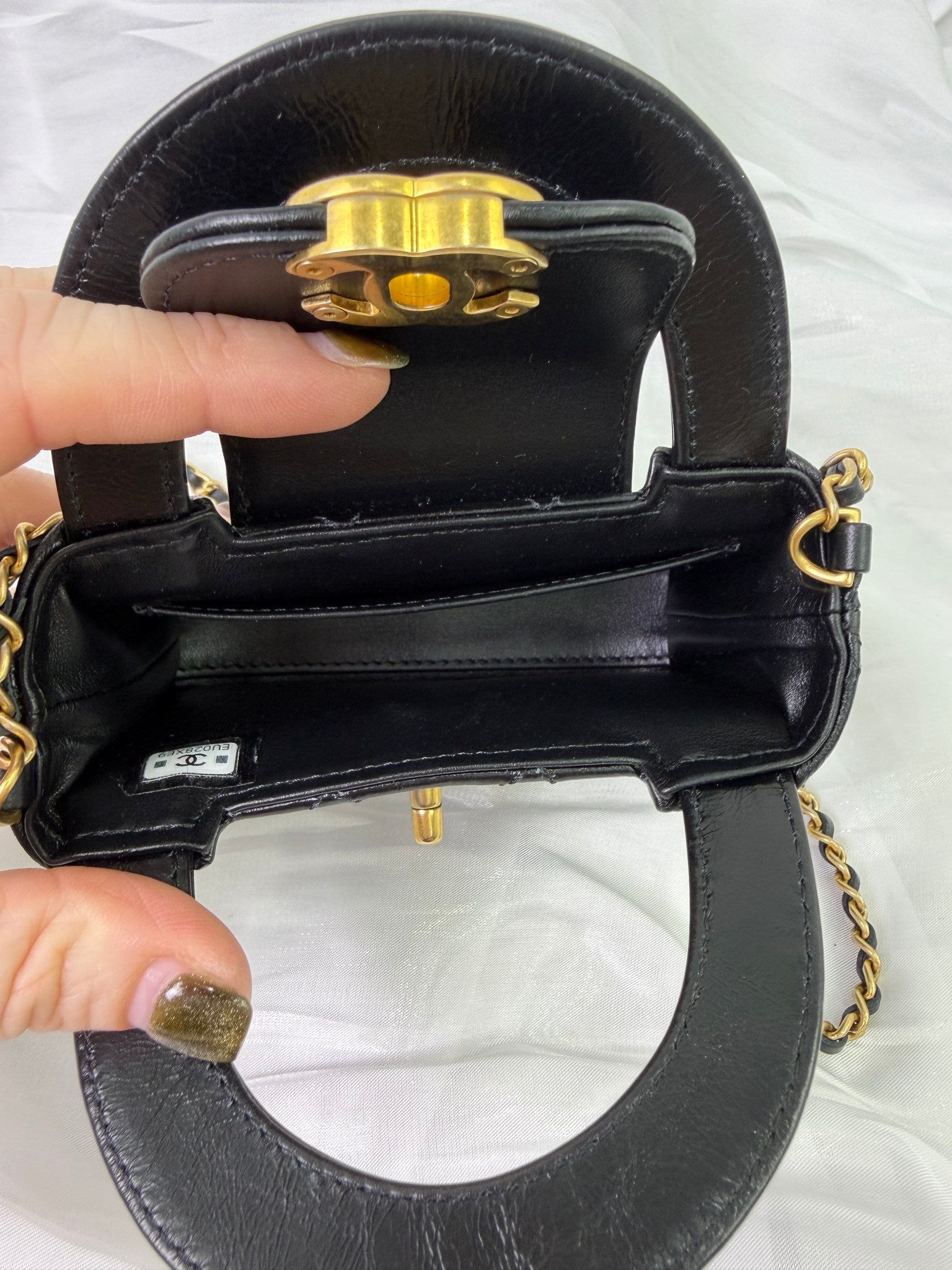 Chanel Black Lambskin Mini Nano Kelly Top Handle Bag