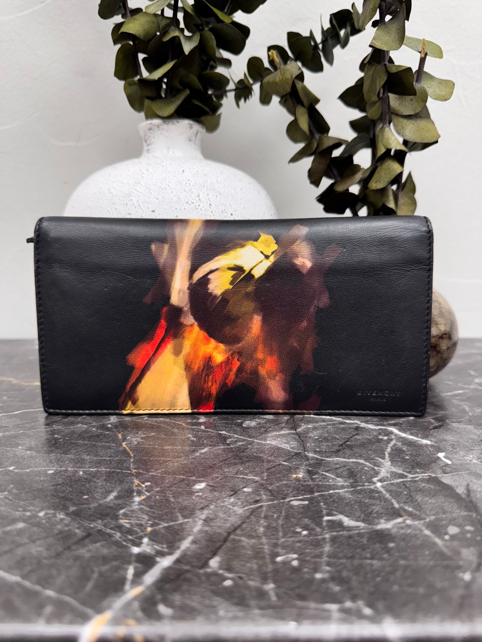 Givenchy Black Printed Leather Long Wallet