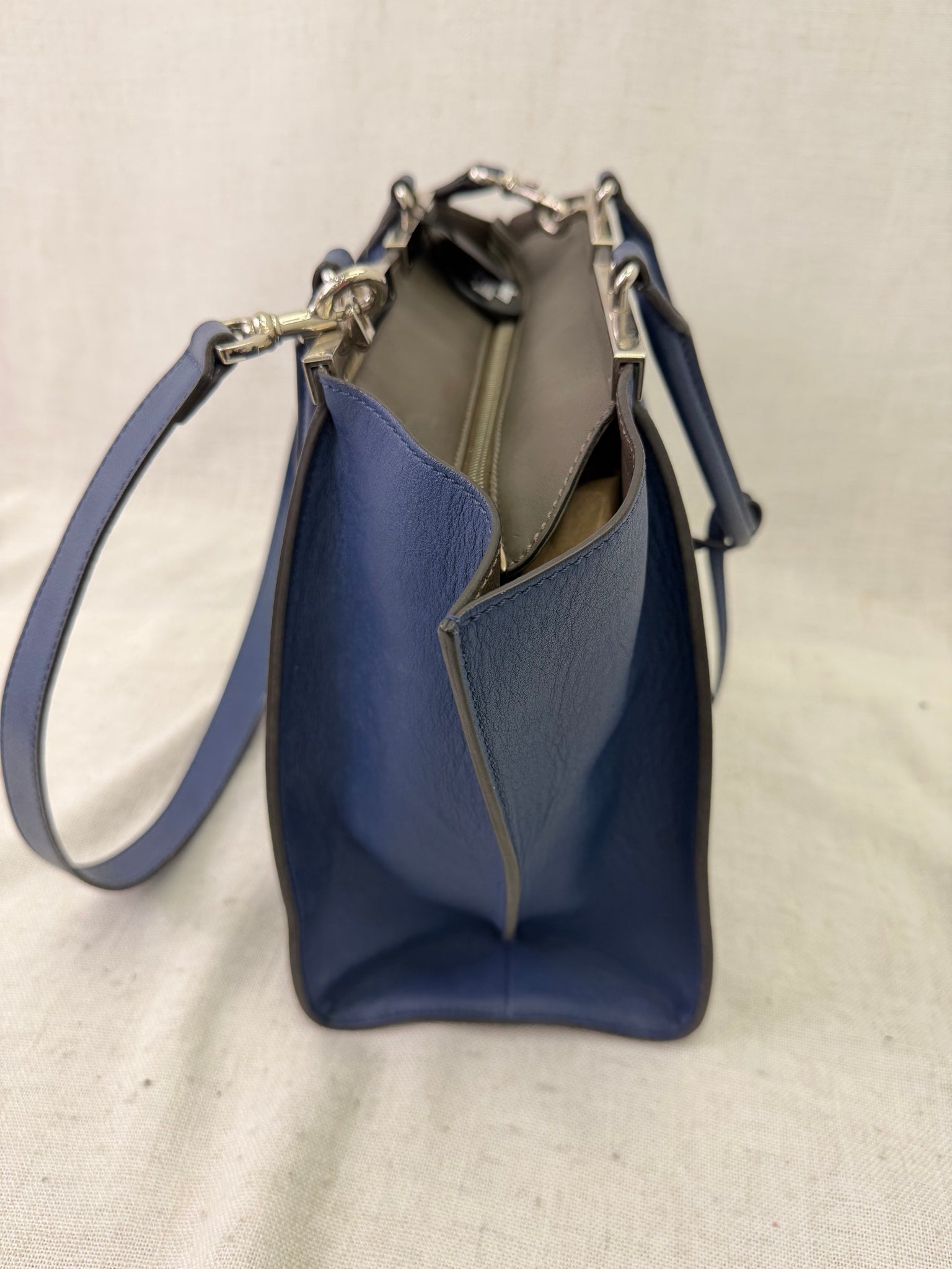 Fendi Blue Leather 3Jours 2way Tote