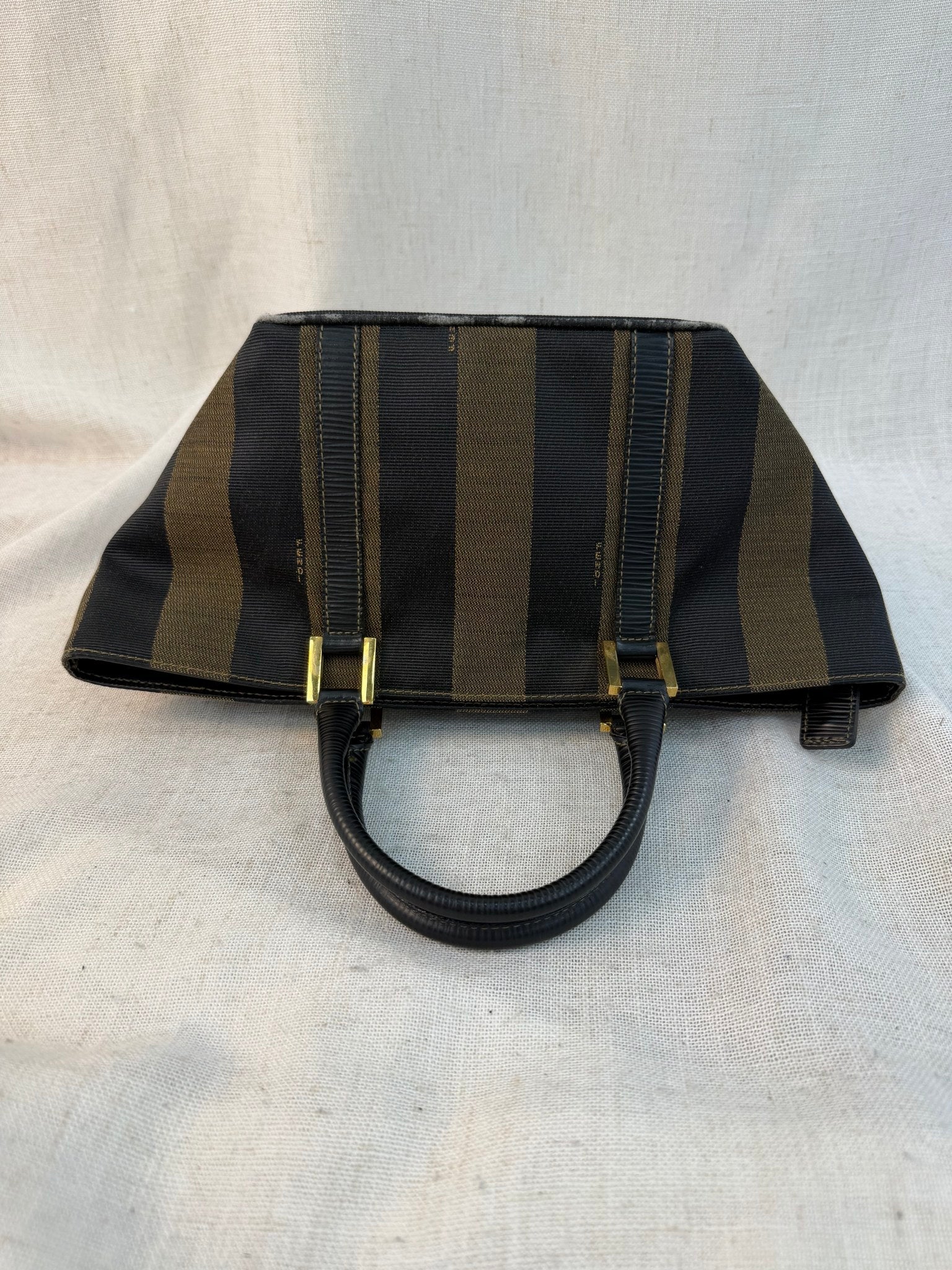Fendi Brown And Black Canvas Pequin Mini Handbag
