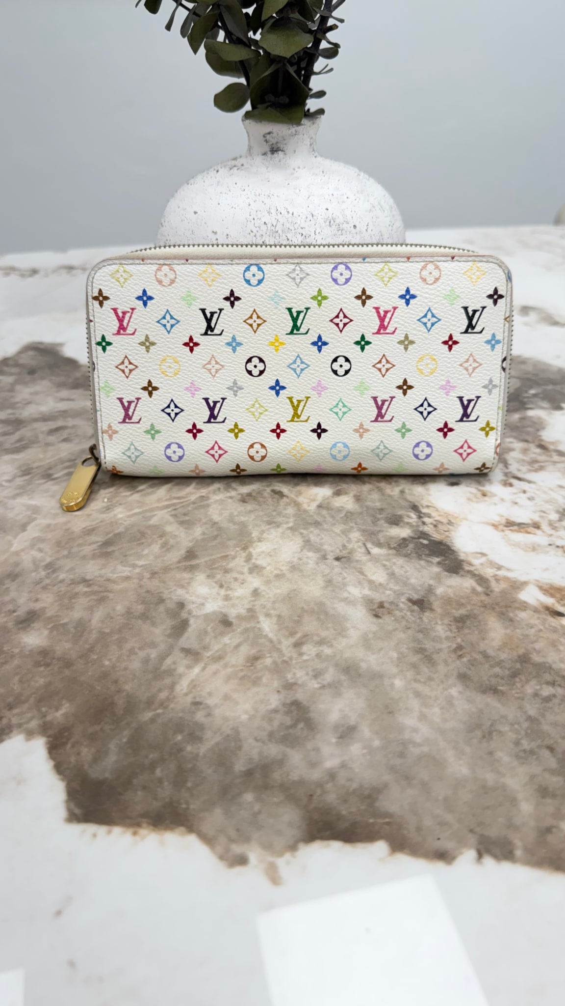 Louis Vuitton White Multicolor Monogram Zippy Wallet