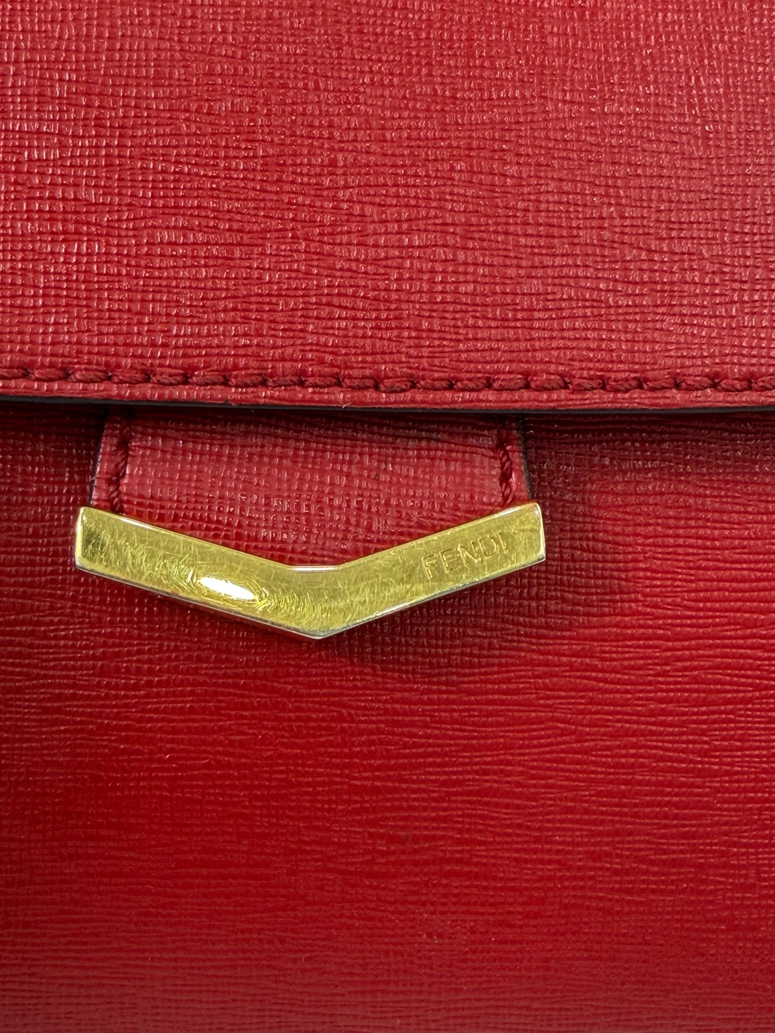 Fendi Red Leather Demi Jour Two Way Bag