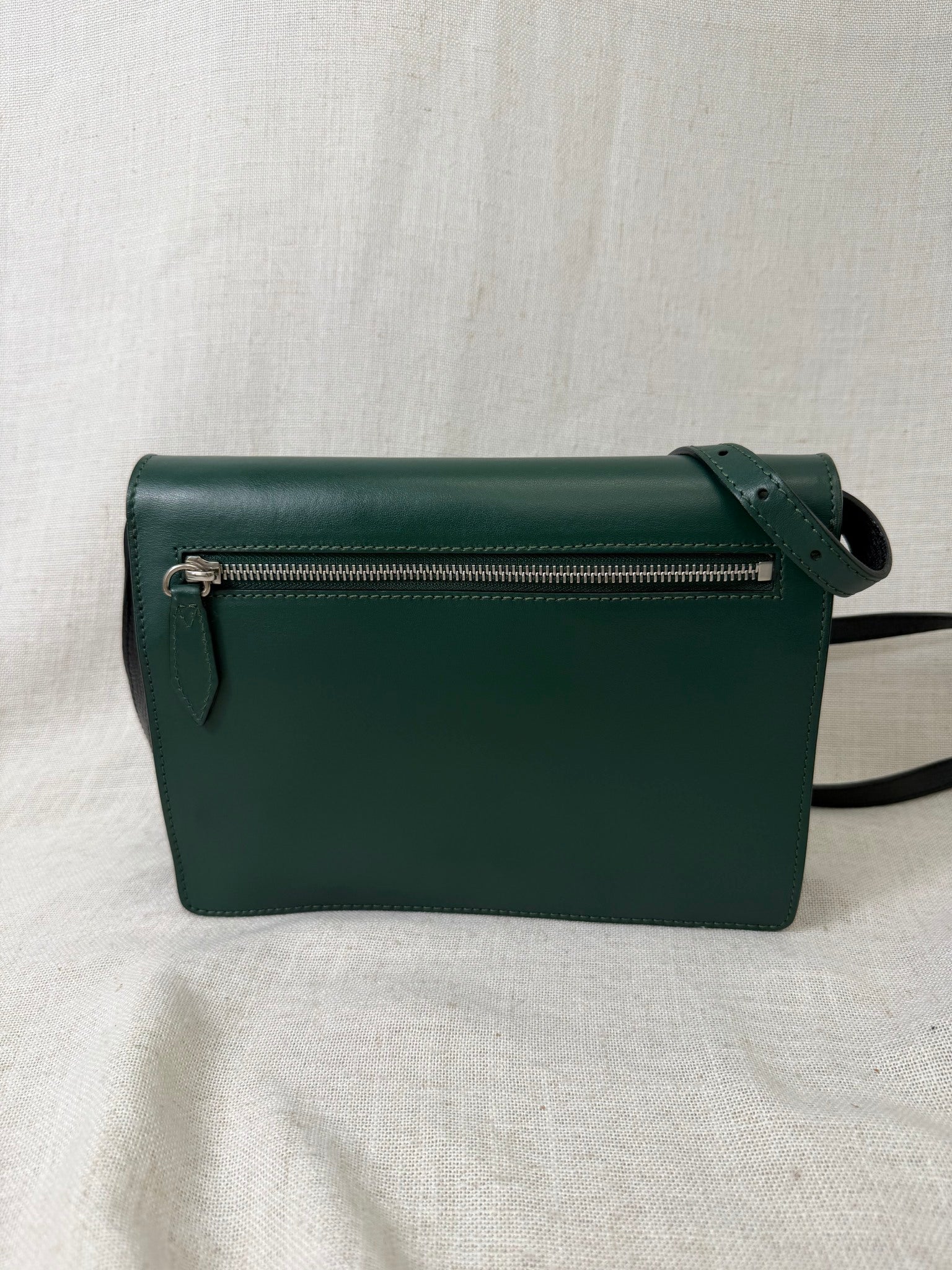 Burberry Green And Black Leather Small Macken Crossbody Bag