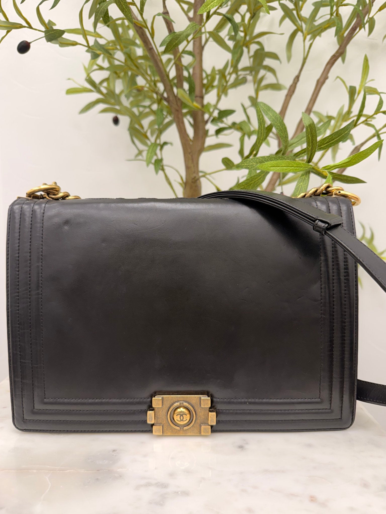 Chanel Black Leather Large Reverso Boy Flap Bag