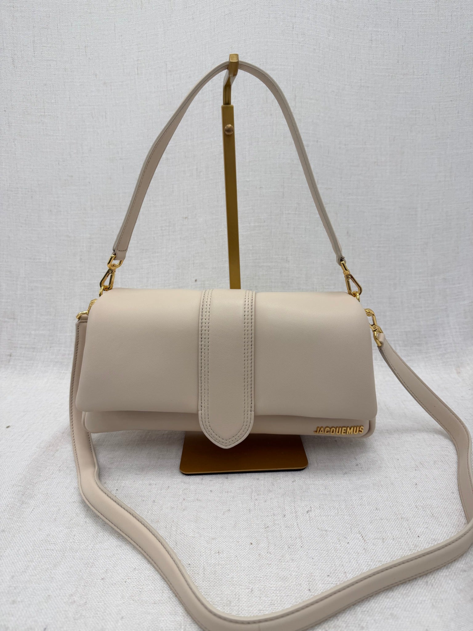 LIKE NEW - Jacquemes Beige Leather Le Bambimou 2Way Bag