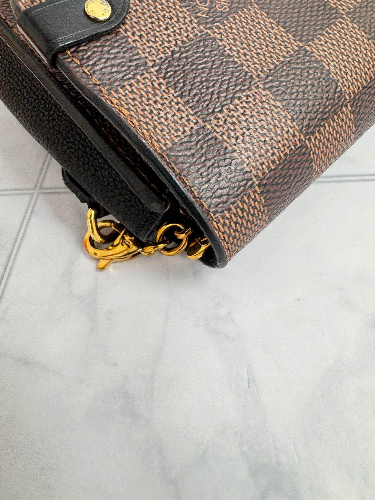 Louis Vuitton Damier Ebene Black Vavin Wallet On A Chain
