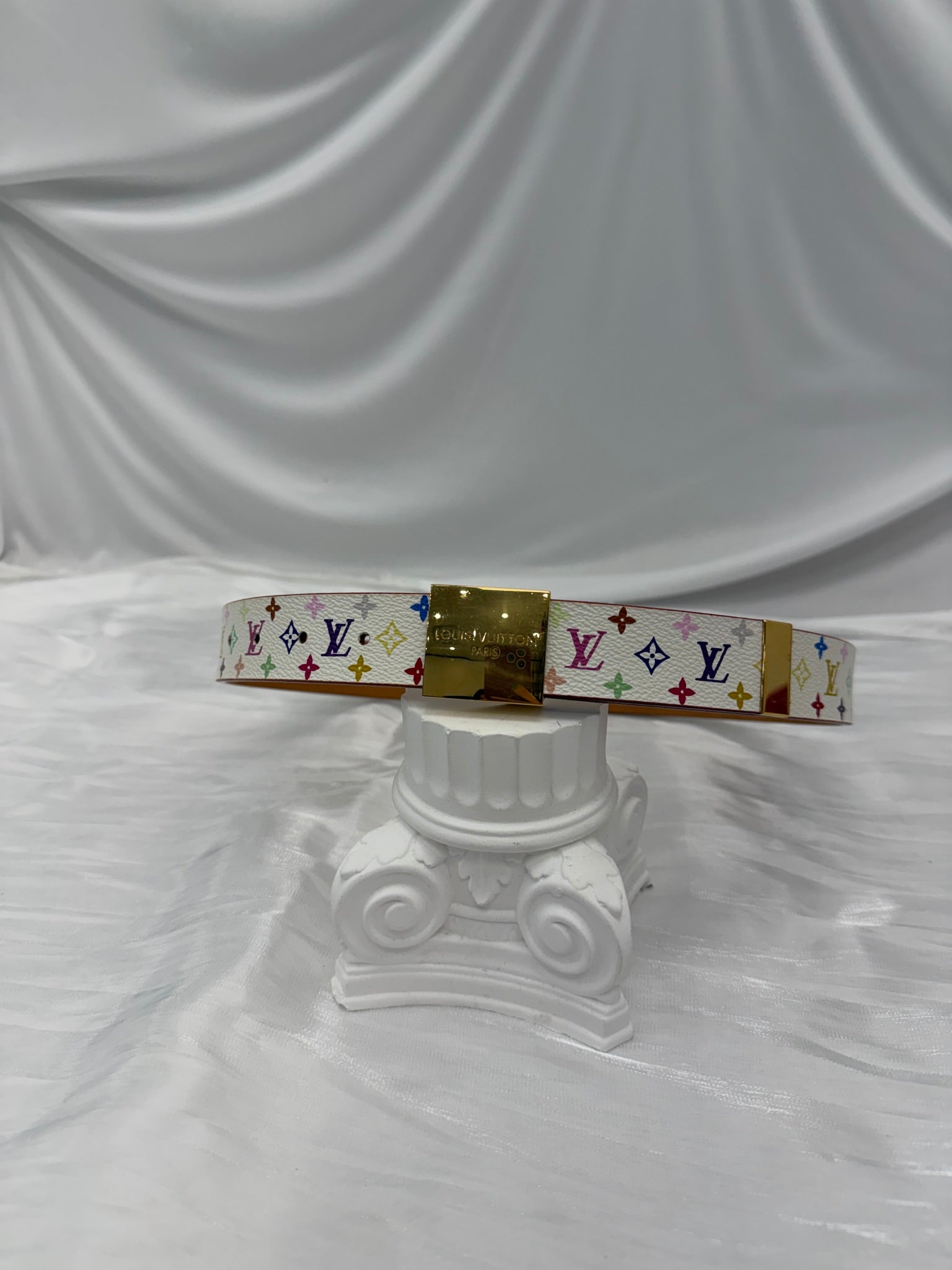 Louis Vuitton White Multicolor Monogram Belt Size: 70/28