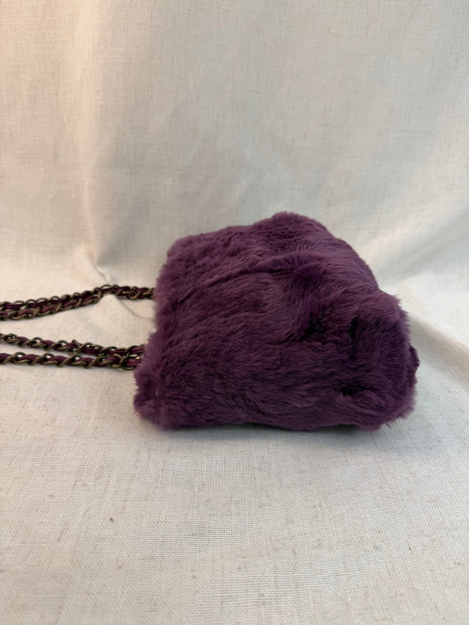 Chanel Purple Rabbit Fur Mademoiselle Shoulder Bag