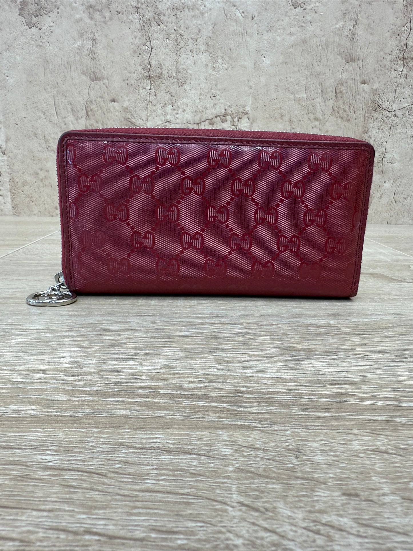 Gucci Wine Red Microguccissima Leather Zippy Wallet