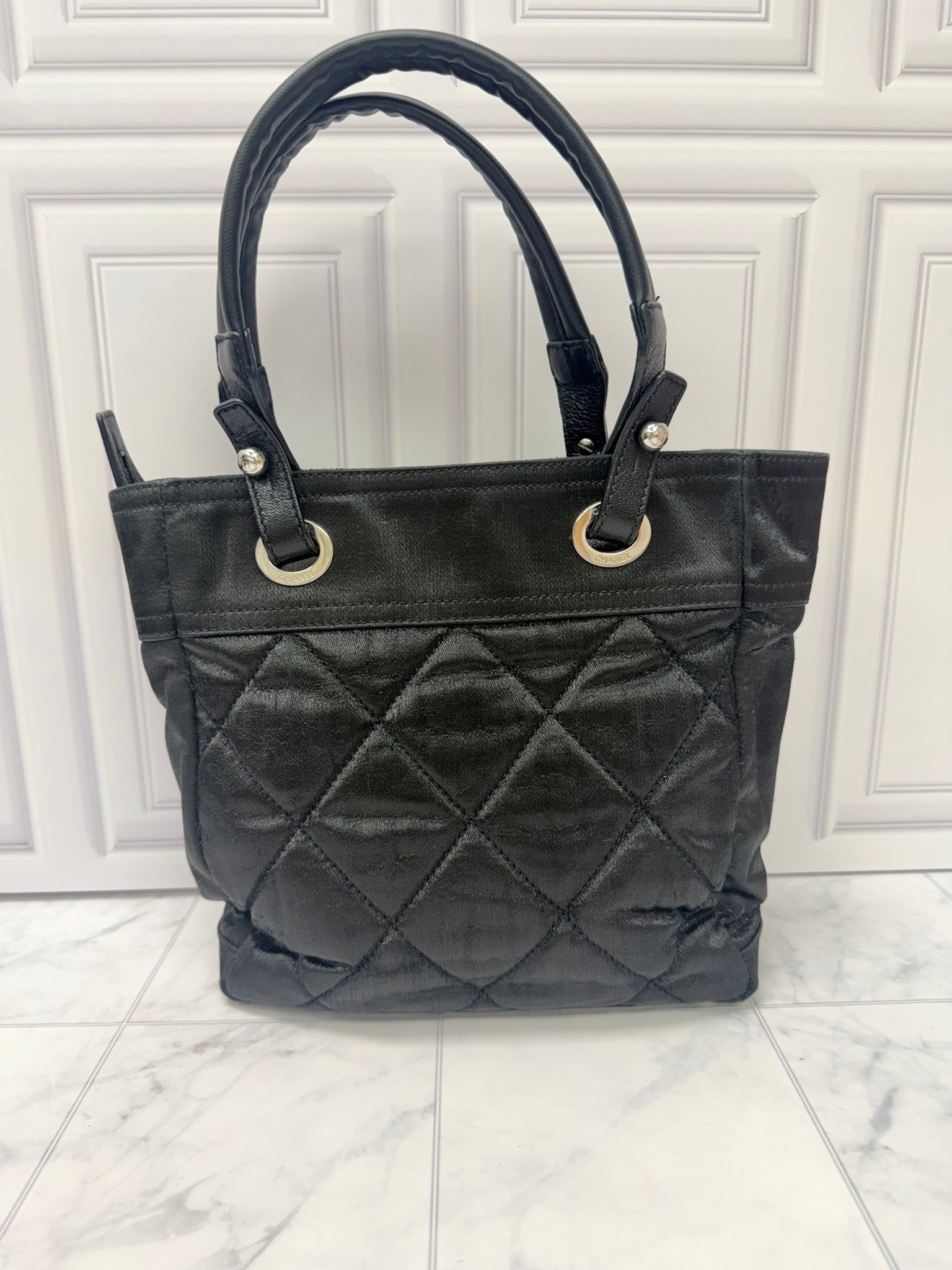 Chanel Black Coated Canvas Paris Biarritz Tote Bag