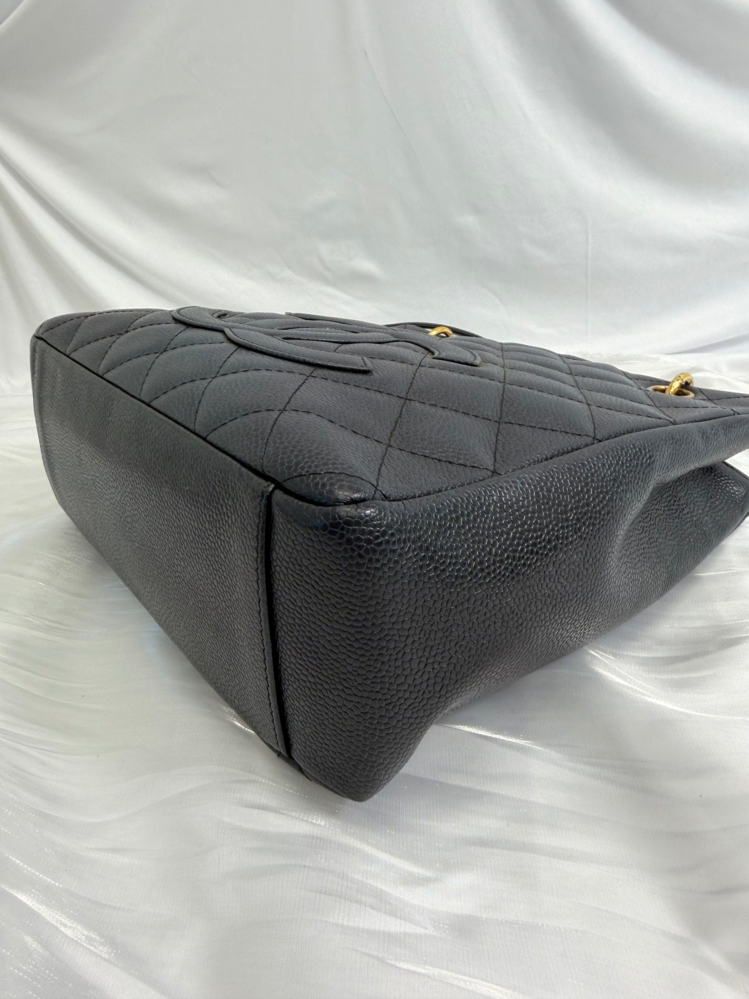 Chanel Black Quilted Caviar Petite Shopping Tote