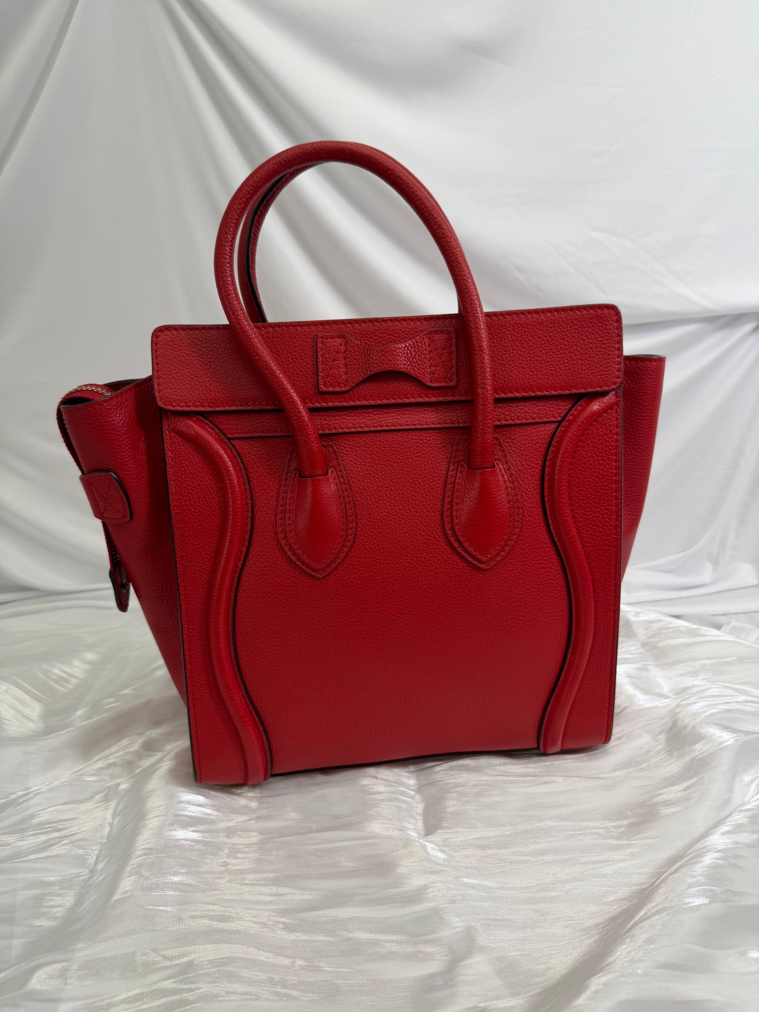 Celine Red Leather Micro Luggage Tote