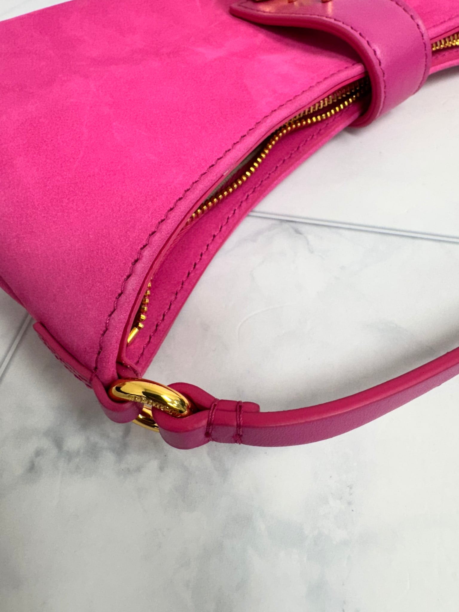 Jacquemus Pink Suede Le Bisou Cadenas Shoulder Bag