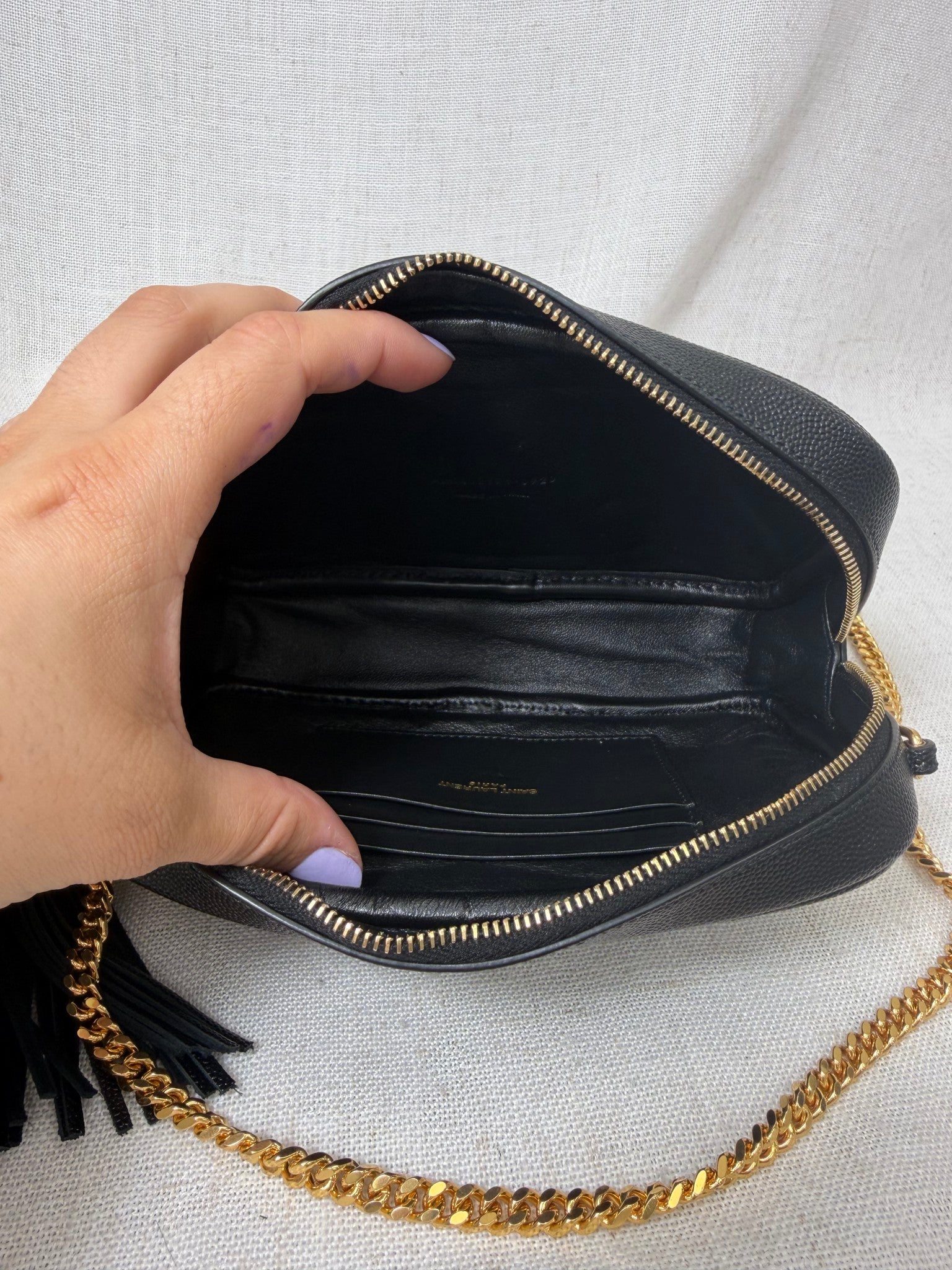 BRAND NEW - Saint Laurent YSL Black Quilted Leather Mini Lou Crossbody Bag
