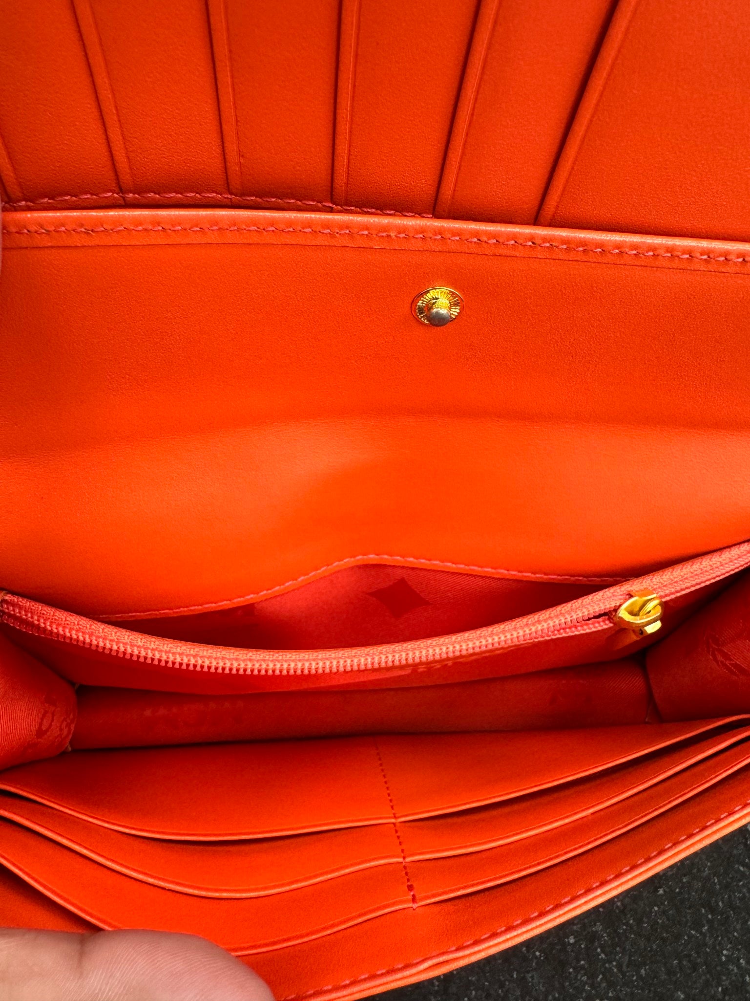 MCM Pink Saffiano Leather Wallet On A Chain