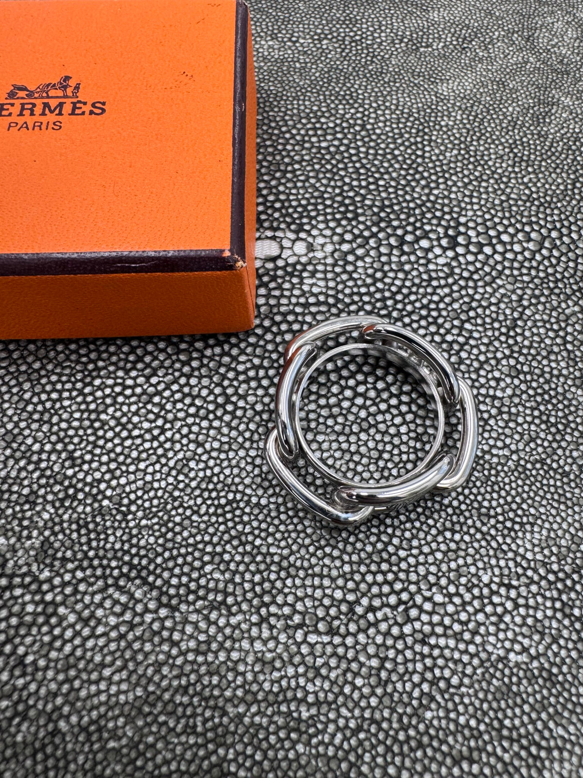 Hermes Silver Tone Regate Scarf Ring